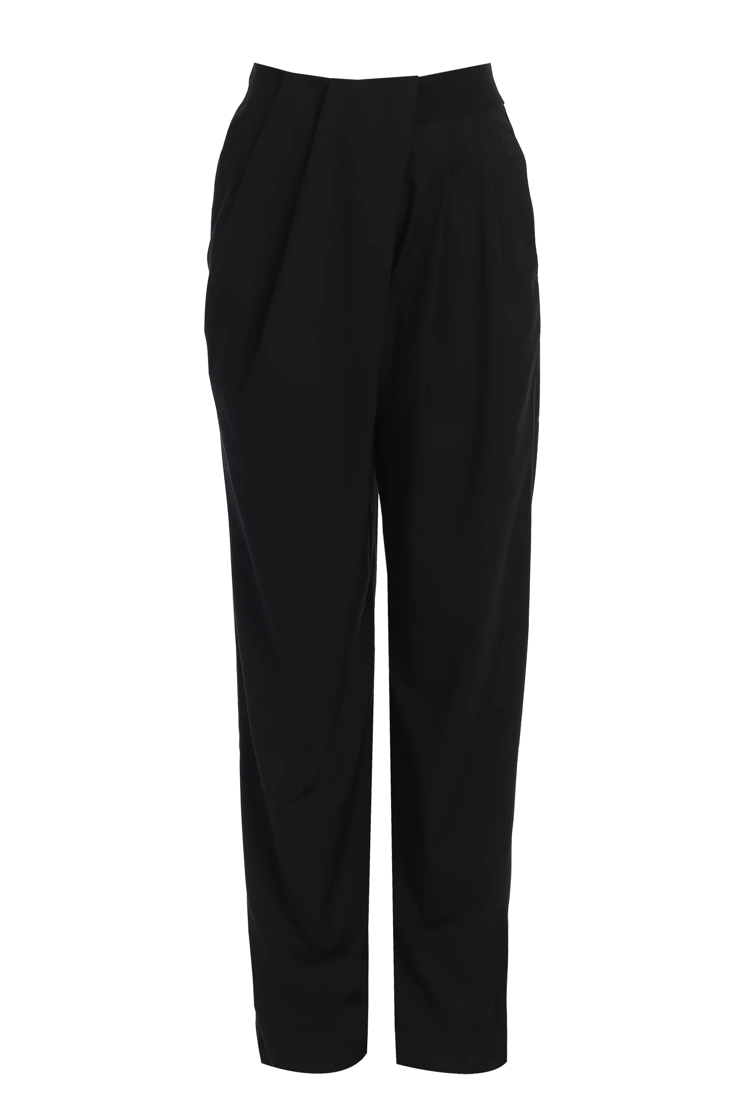 Black Asymmetrical Draped Trousers - Image 3