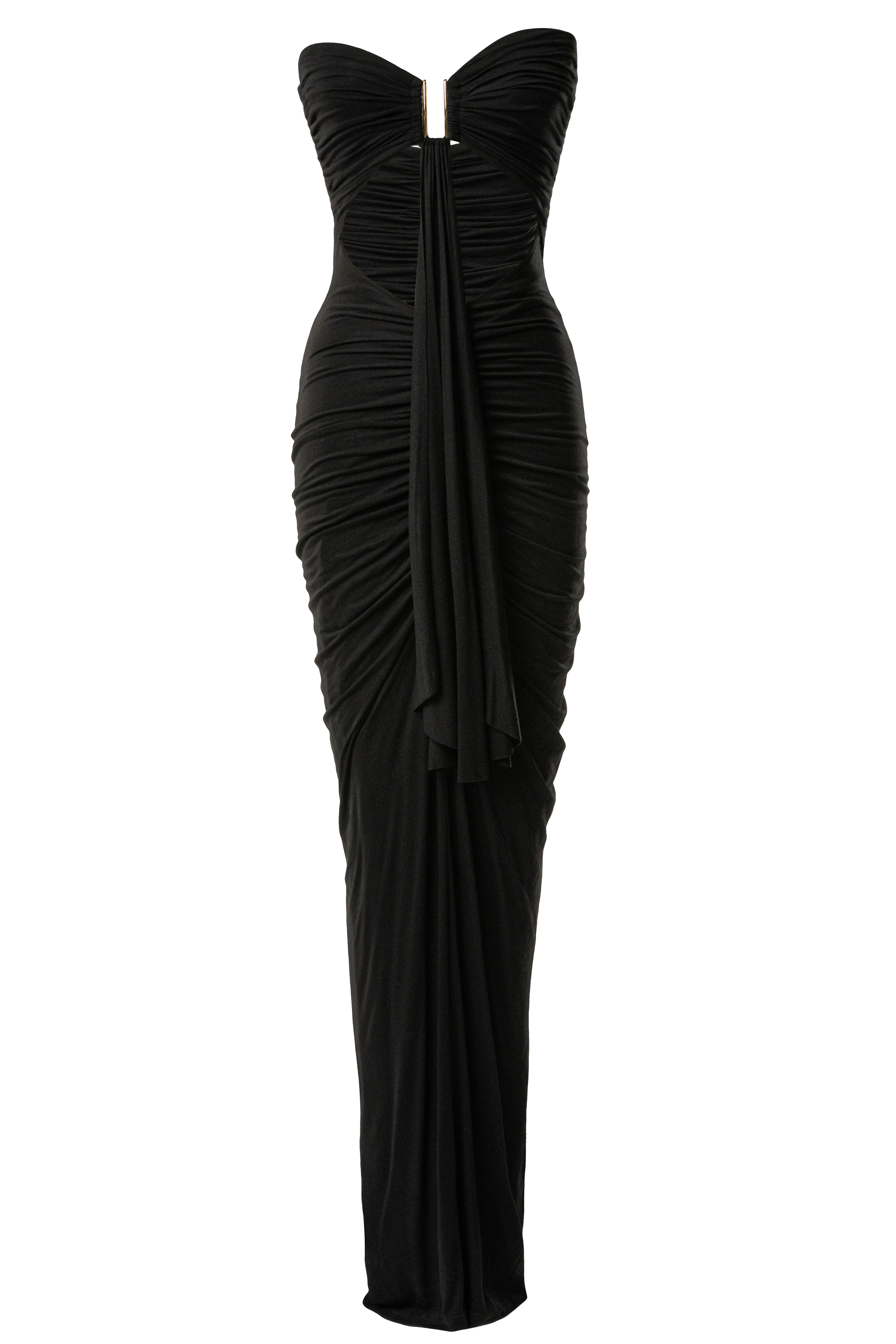 Black Atlantis Drape Maxi Dress - Image 3