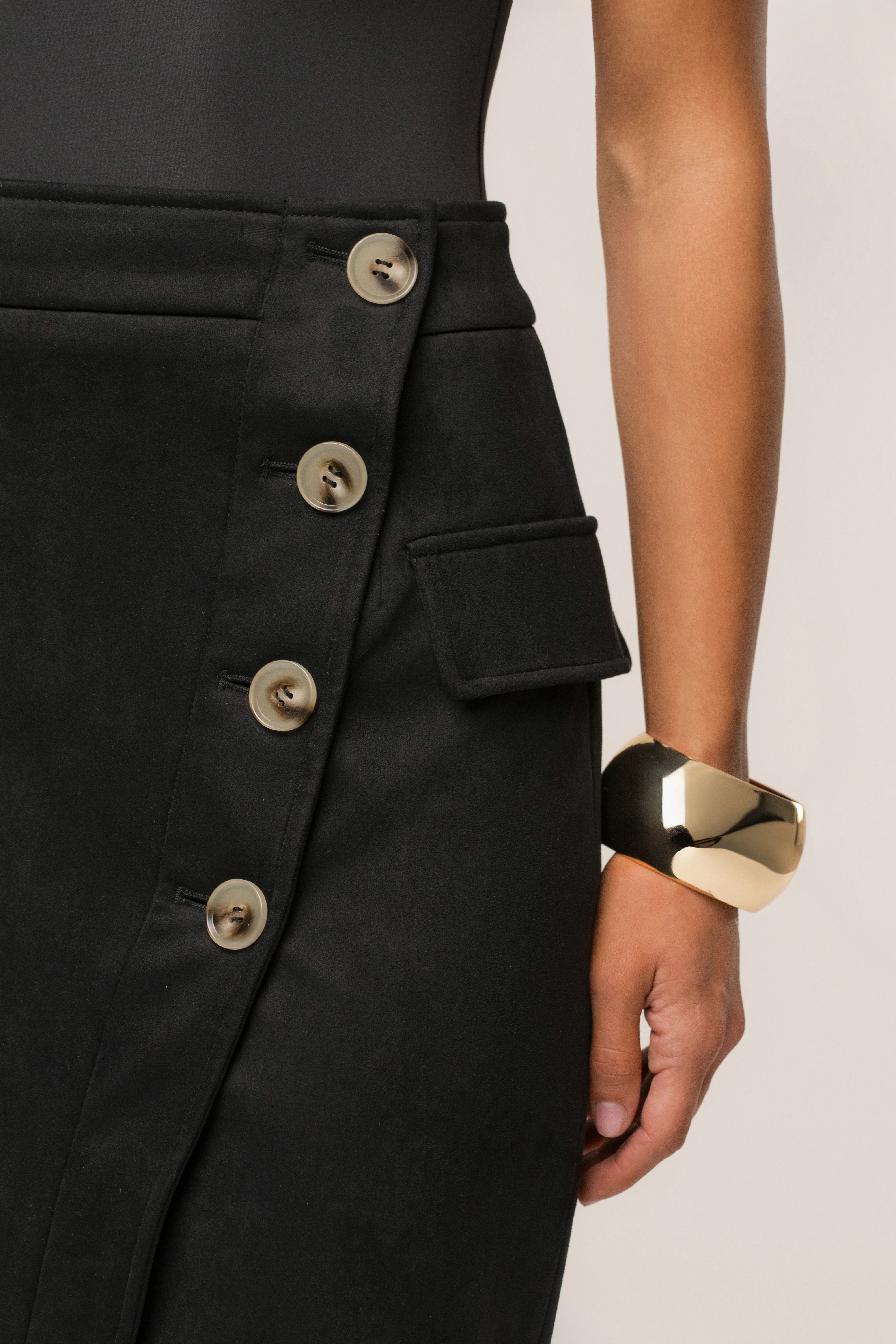 Black Audrey Suede Midi Skirt - Image 5