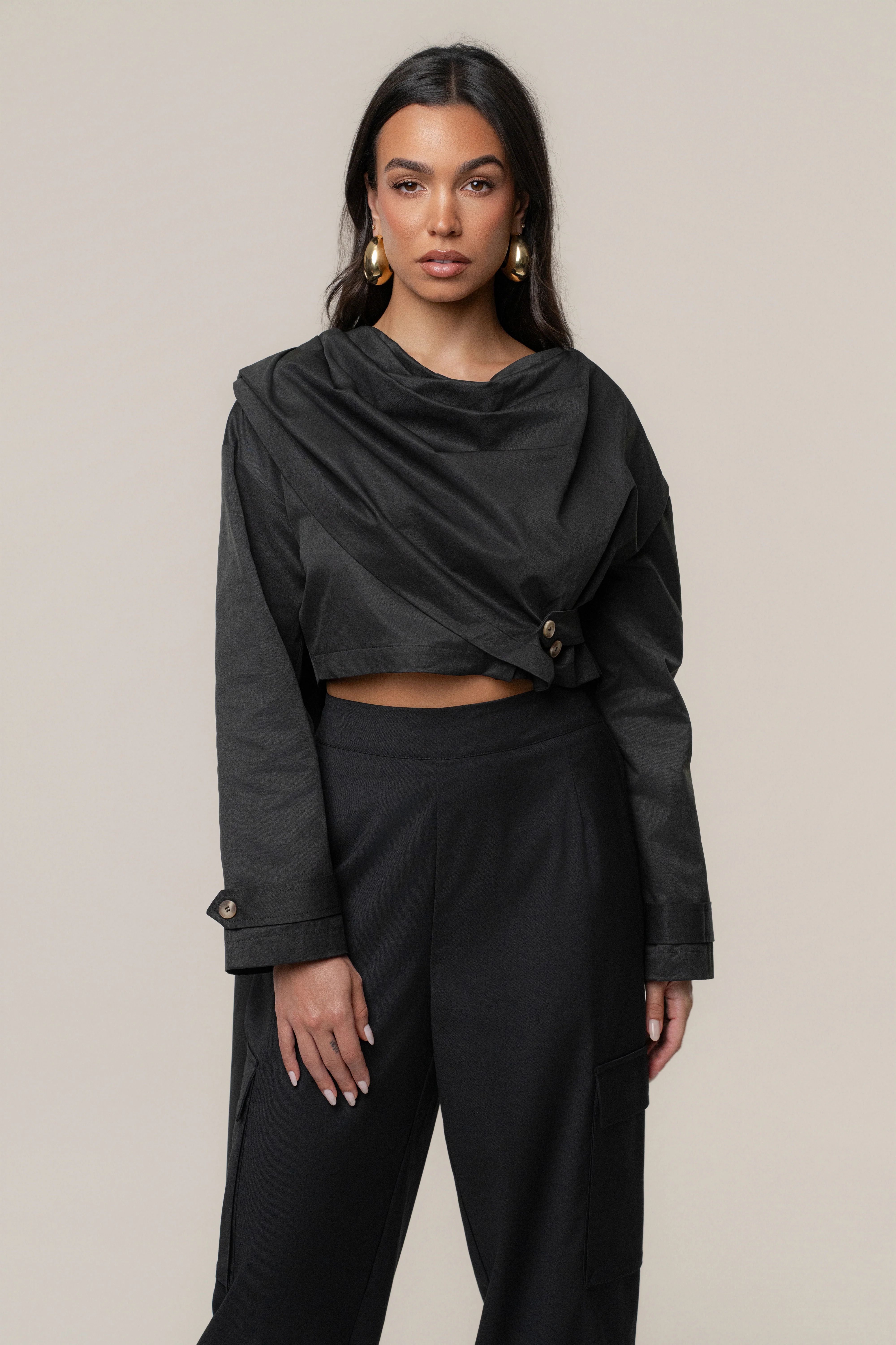 Black Autumn Flow Cargo Pants - Image 3