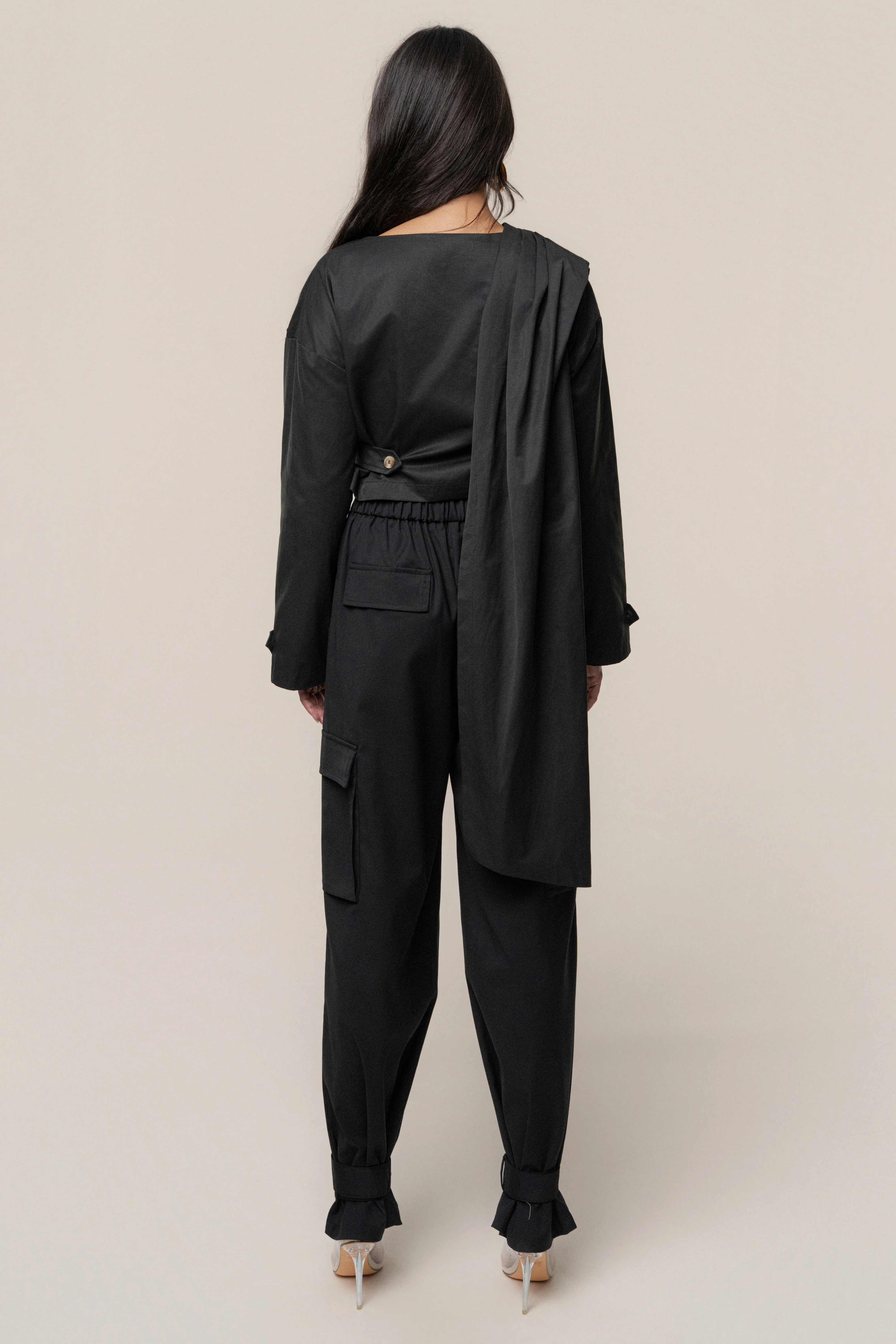 Black Autumn Flow Cargo Pants - Image 7
