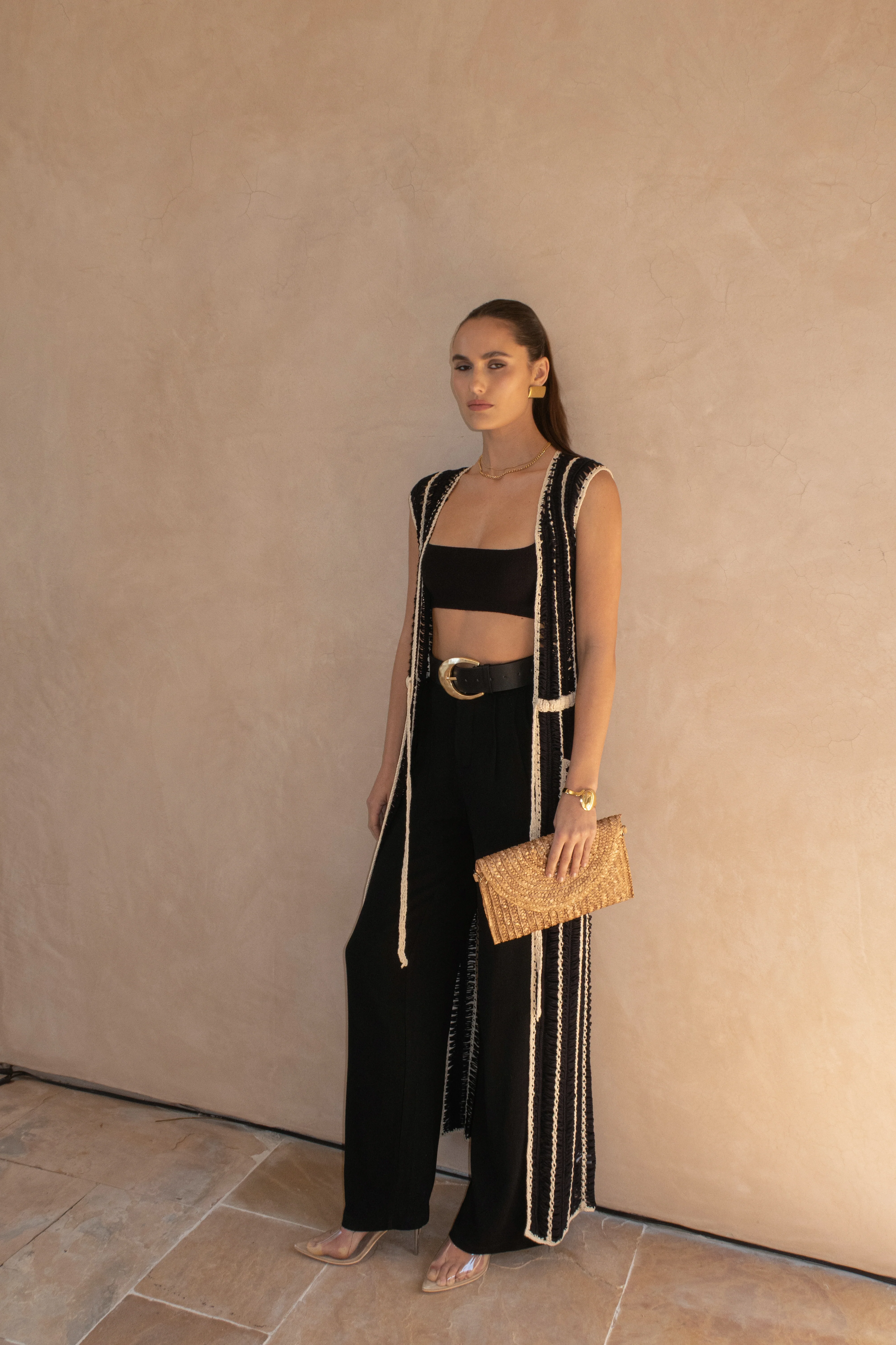 Black/Beige Marcelle Crochet Maxi Dress - Image 10