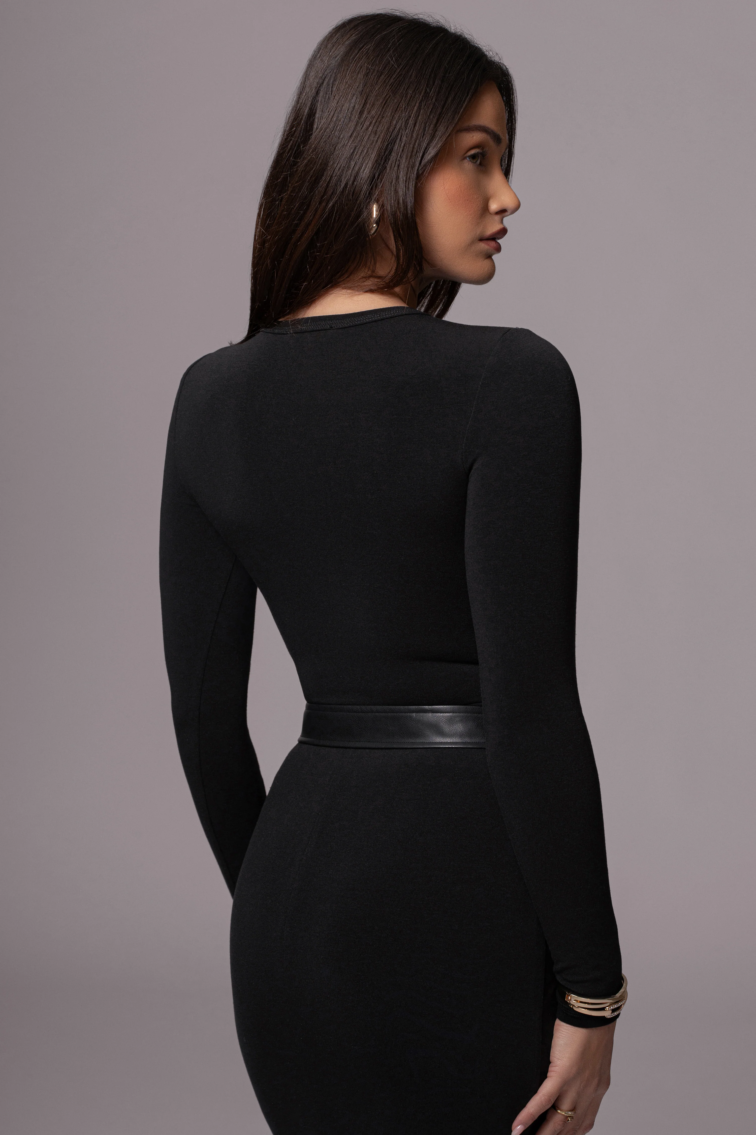Black Belted Hourglass Skirt - Image 9