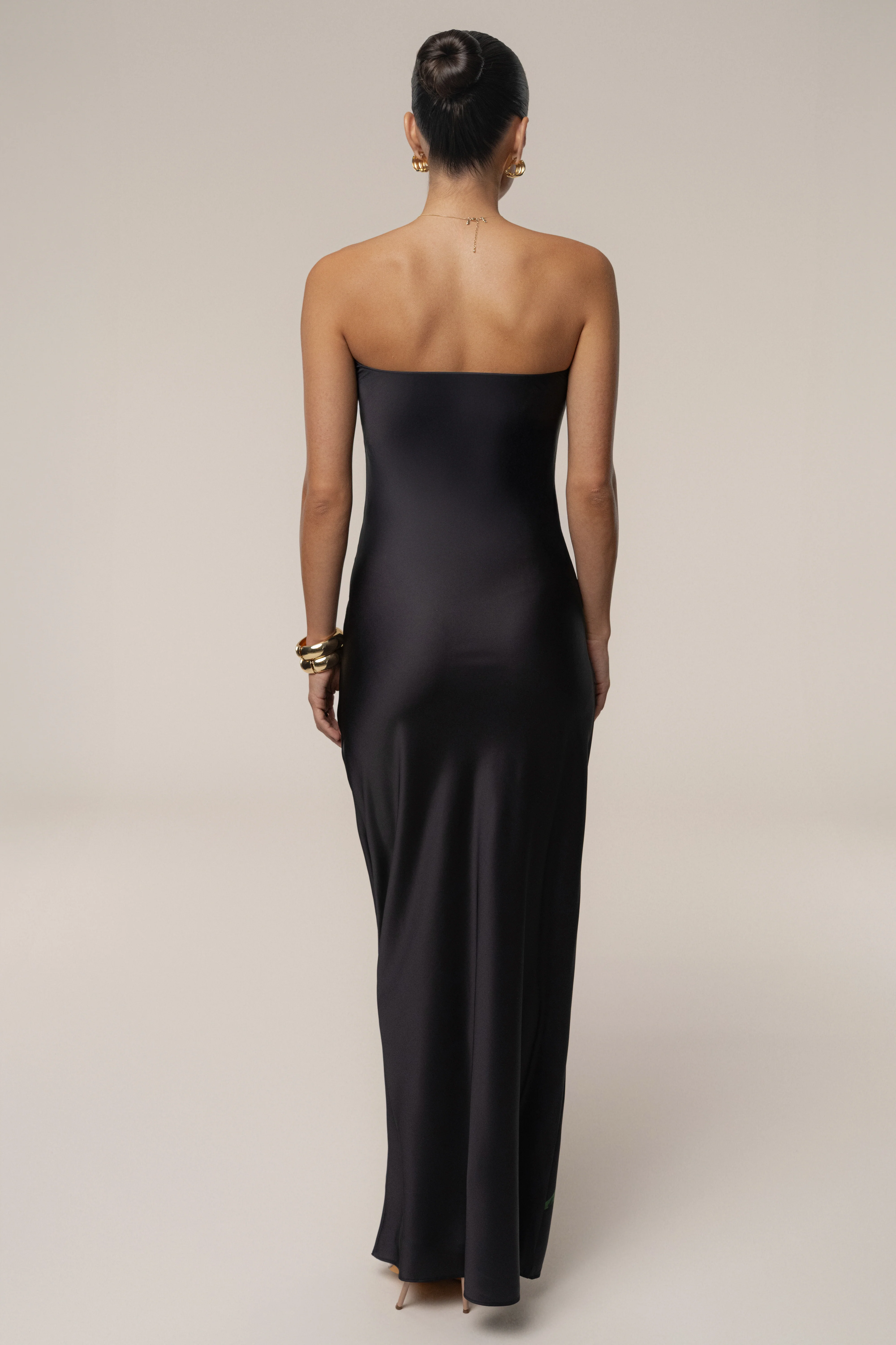 Black Blossom Satin Maxi Dress - Image 6