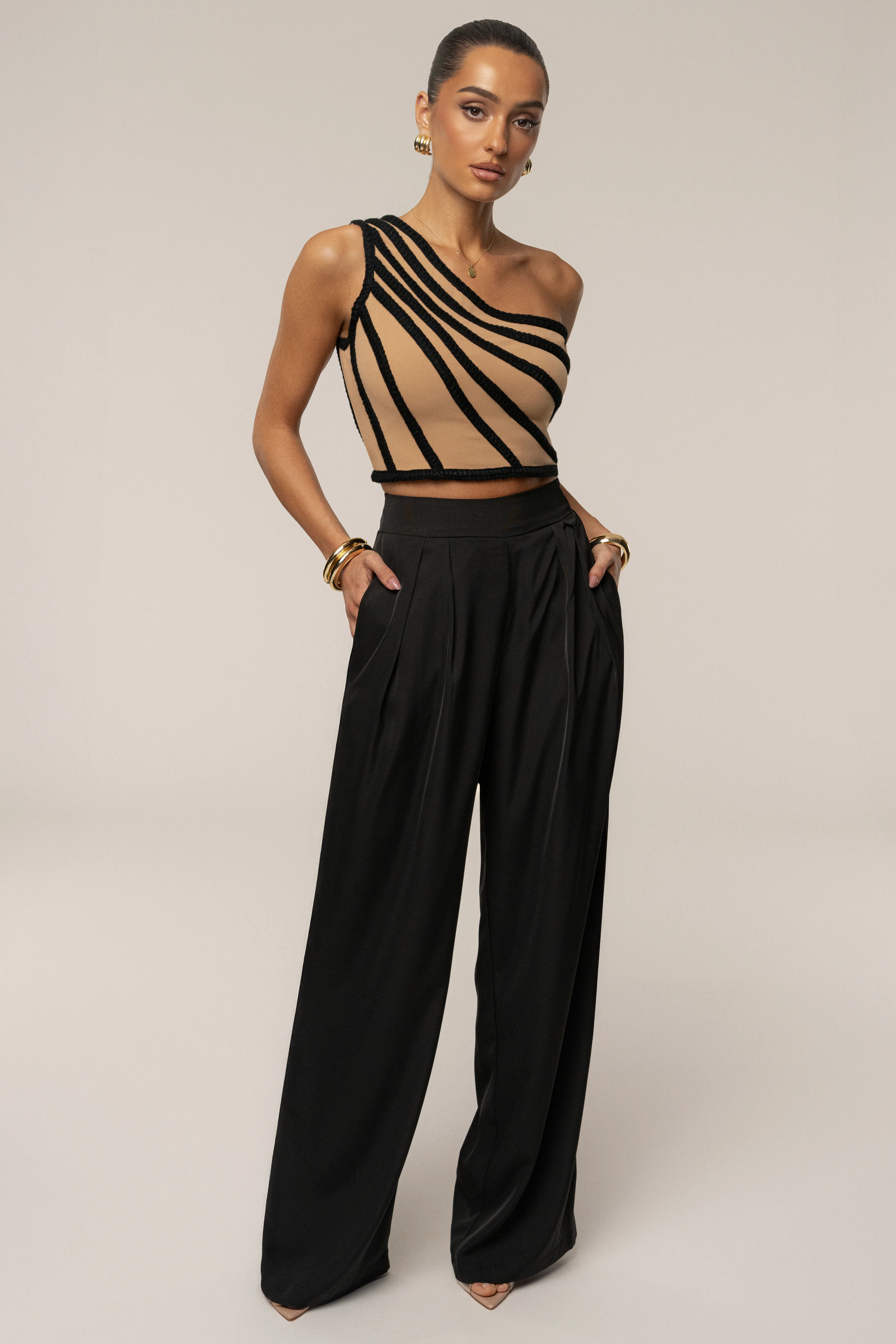 Black Braided One Shoulder Top - Image 5
