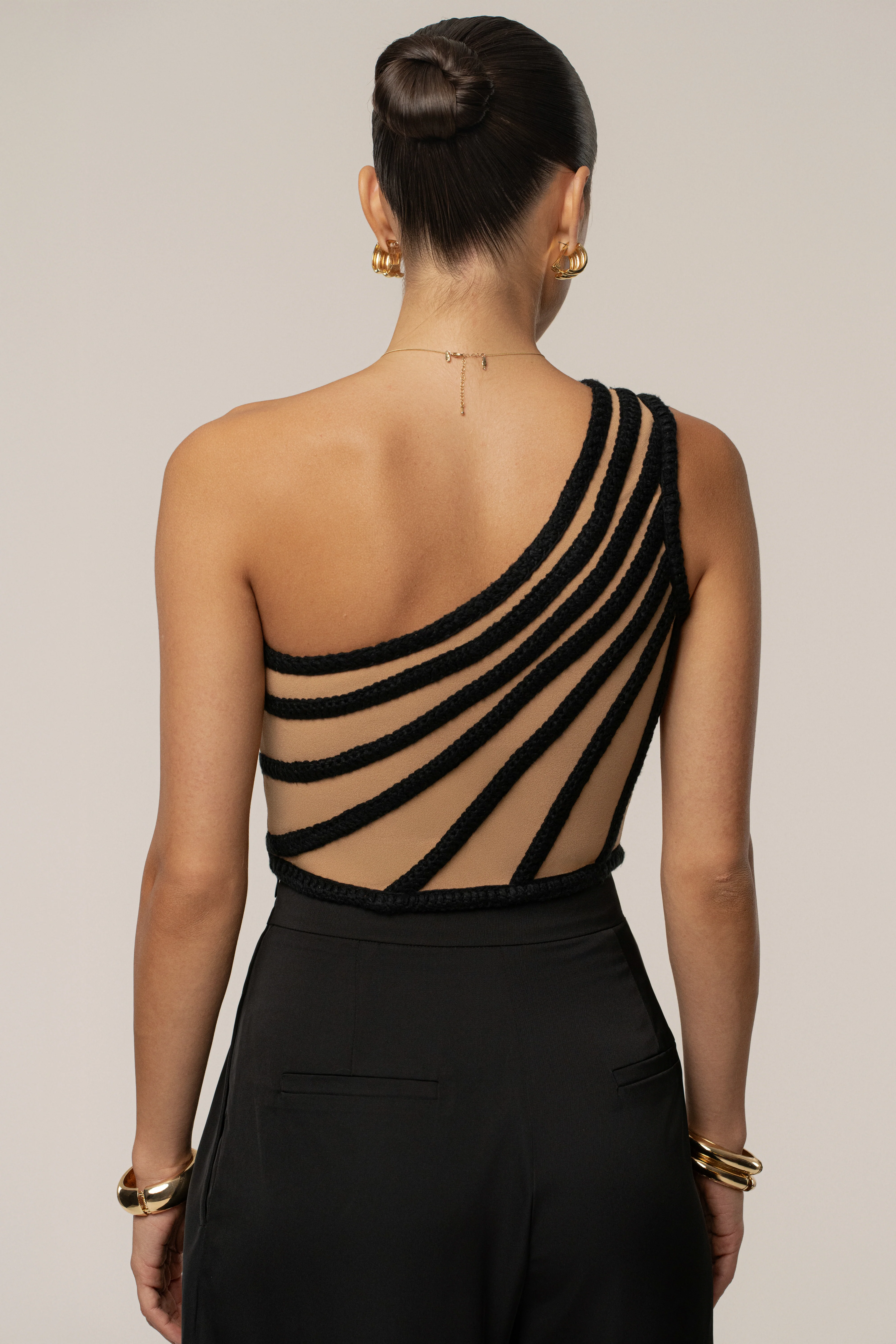 Black Braided One Shoulder Top - Image 6