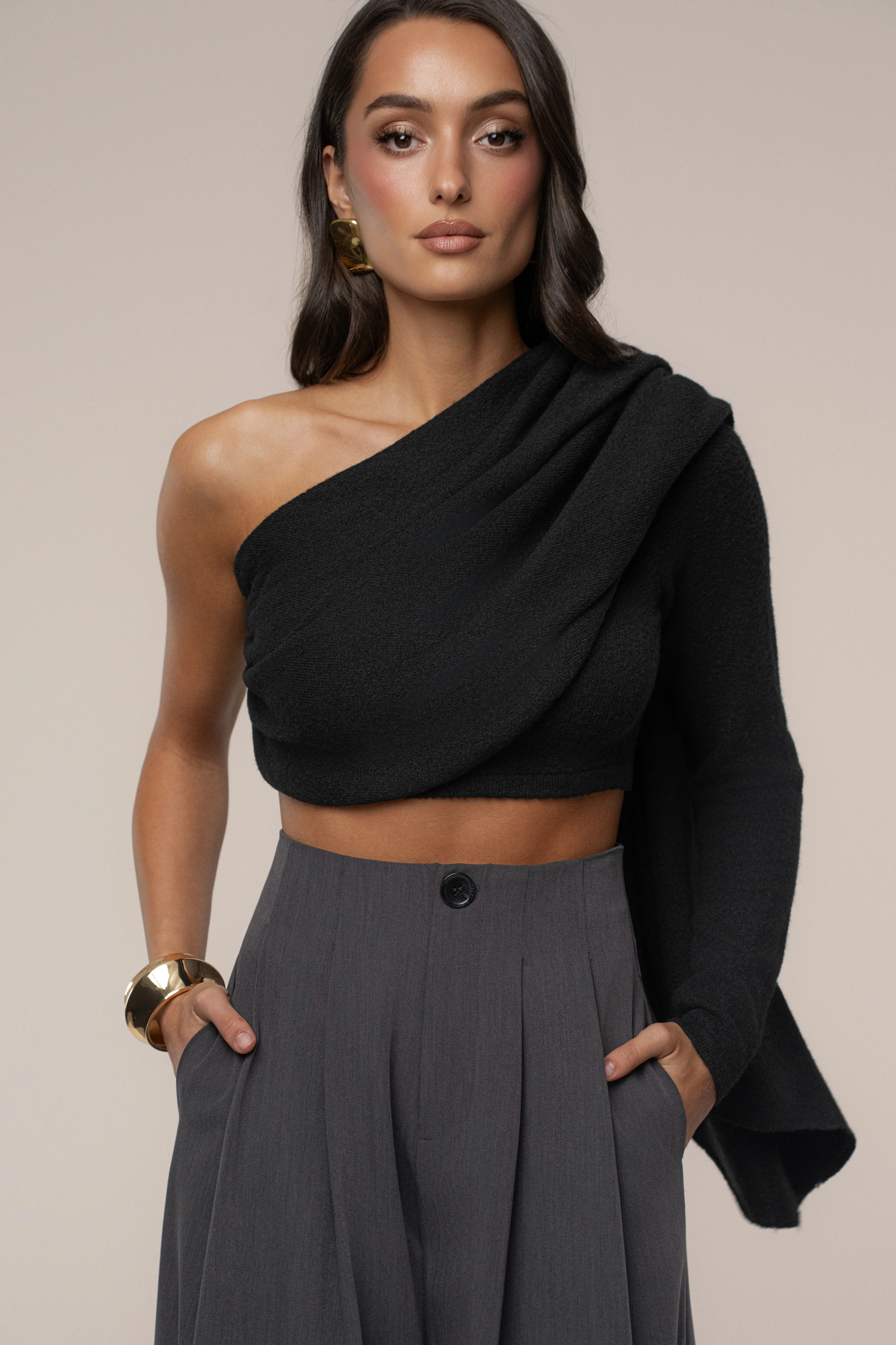 Black Capsule One Shoulder Top - Image 4