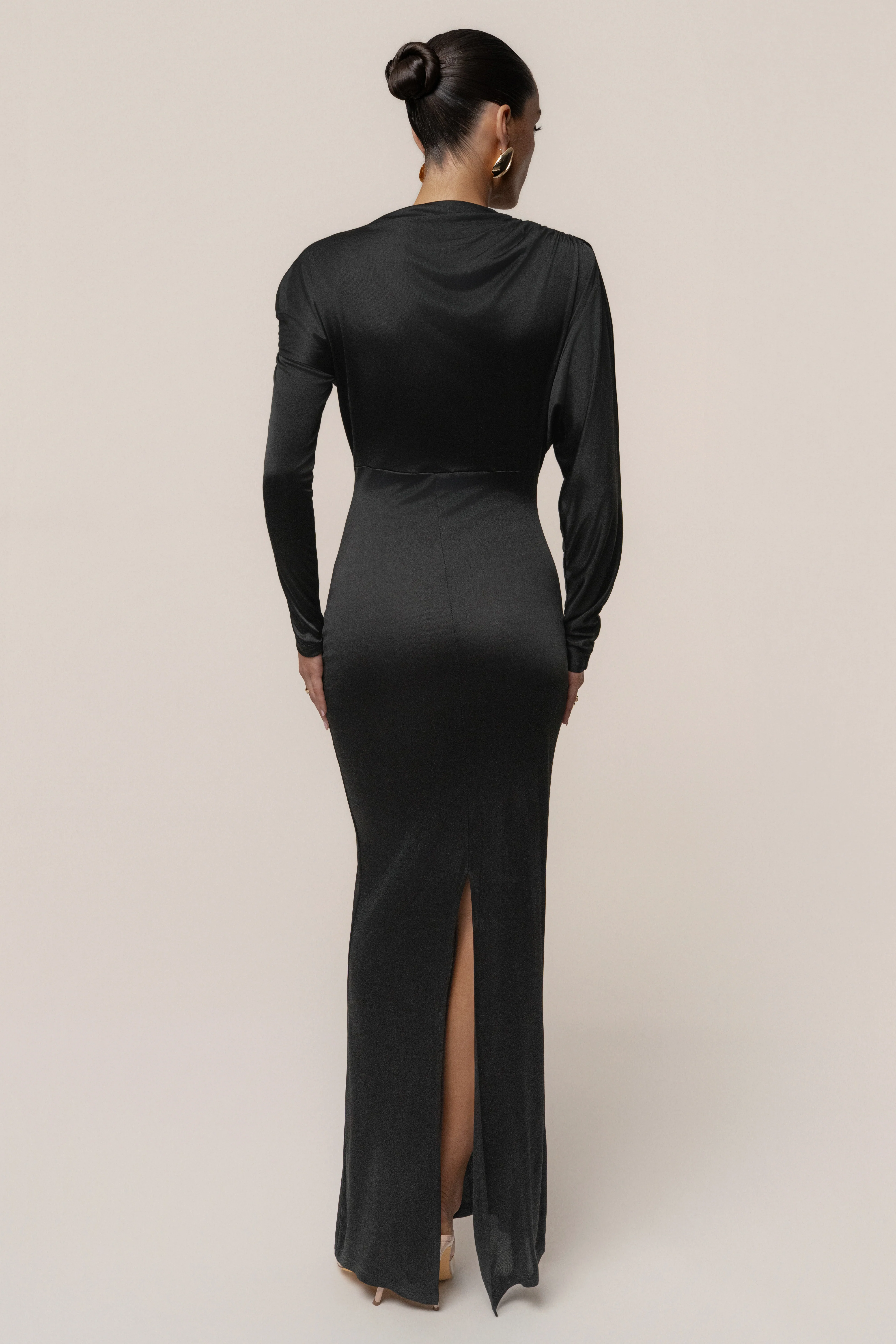 Black Glisten Slit Maxi Dress - Image 10