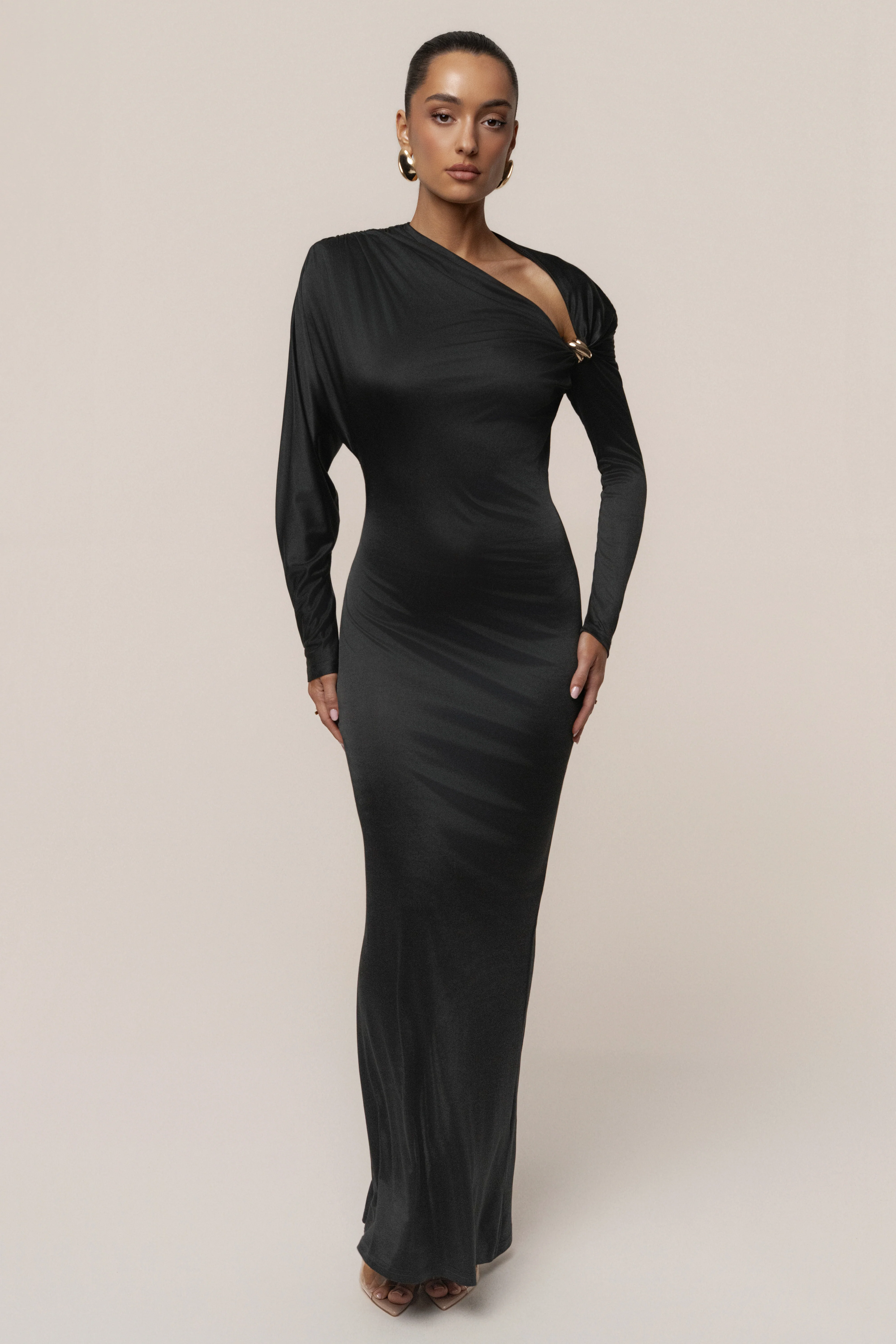 Black Glisten Slit Maxi Dress - Image 5