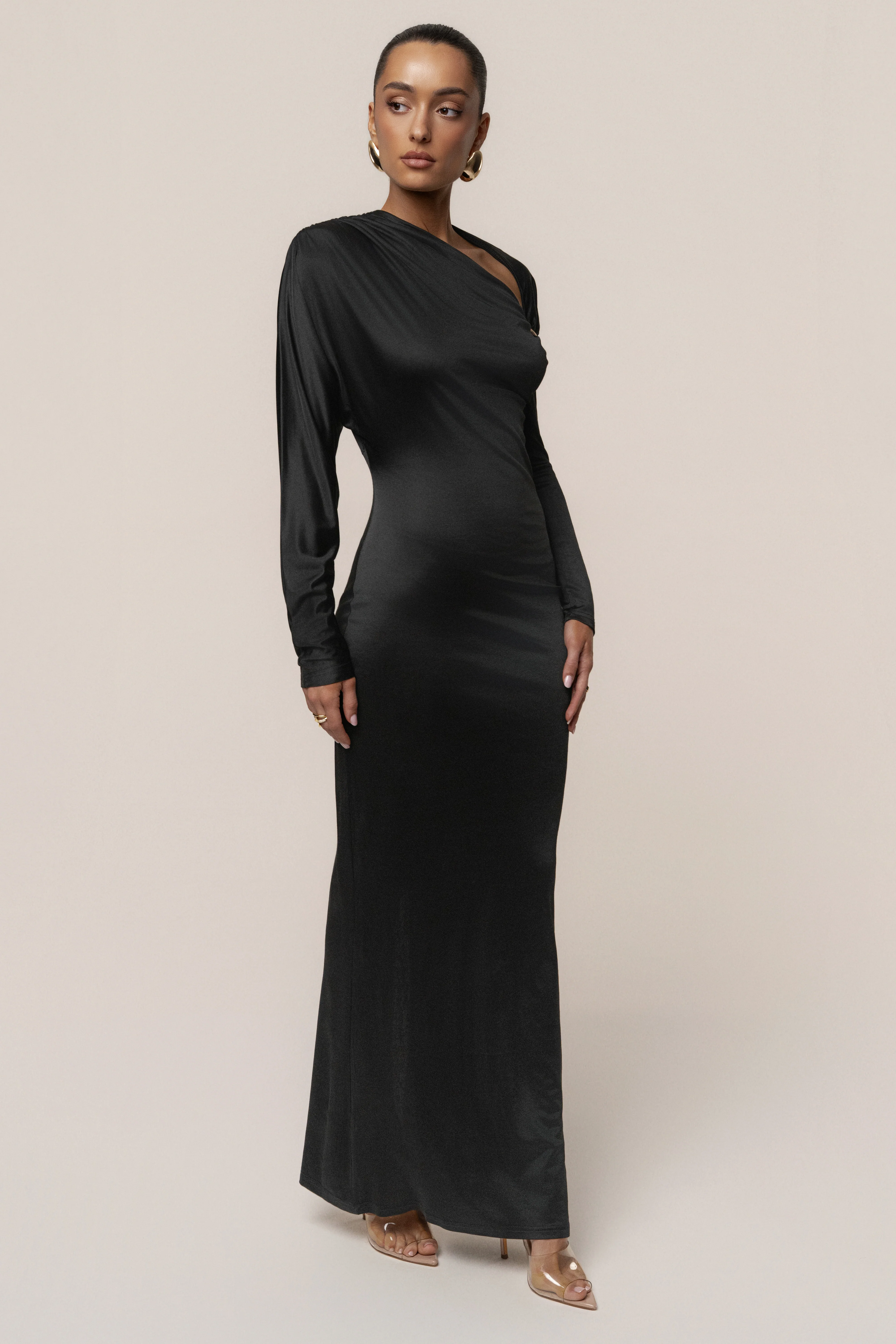 Black Glisten Slit Maxi Dress - Image 6