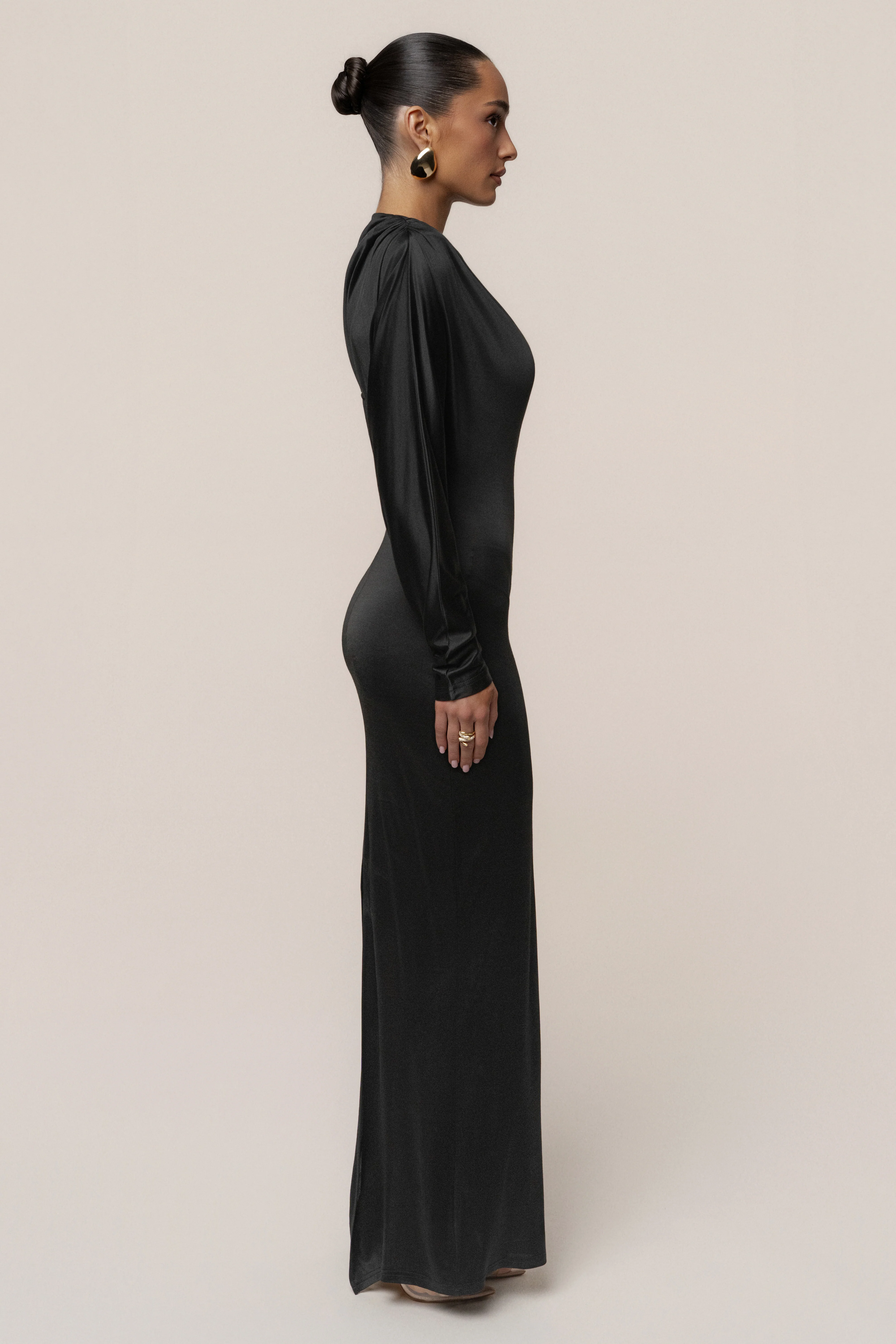 Black Glisten Slit Maxi Dress - Image 9