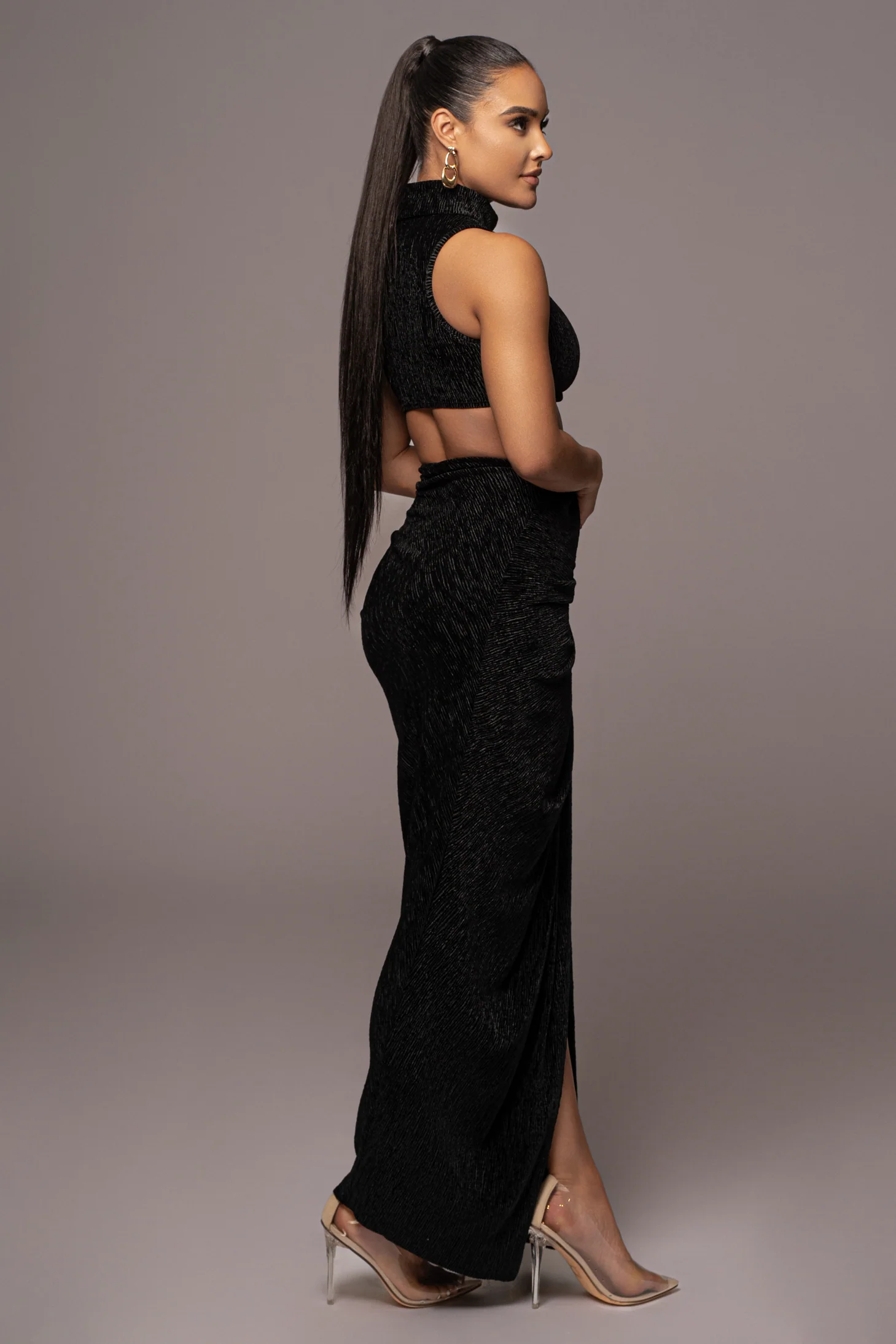 Black Chosen One Velvet Skirt Set - Image 14