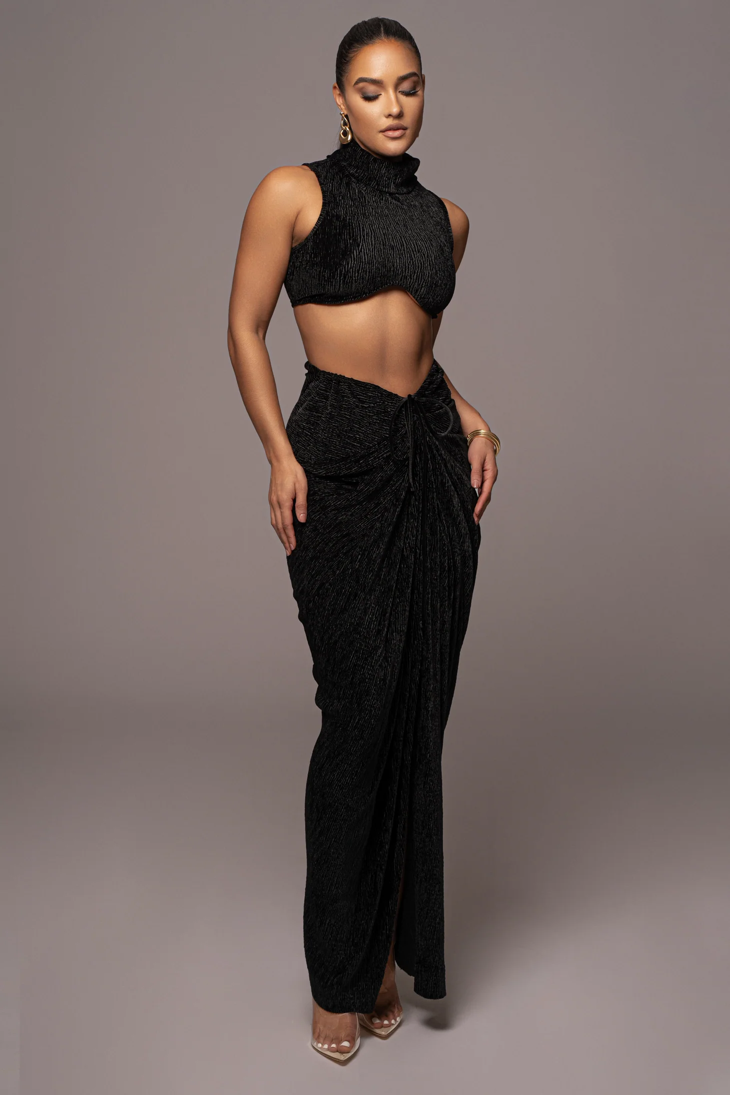 Black Chosen One Velvet Skirt Set - Image 5