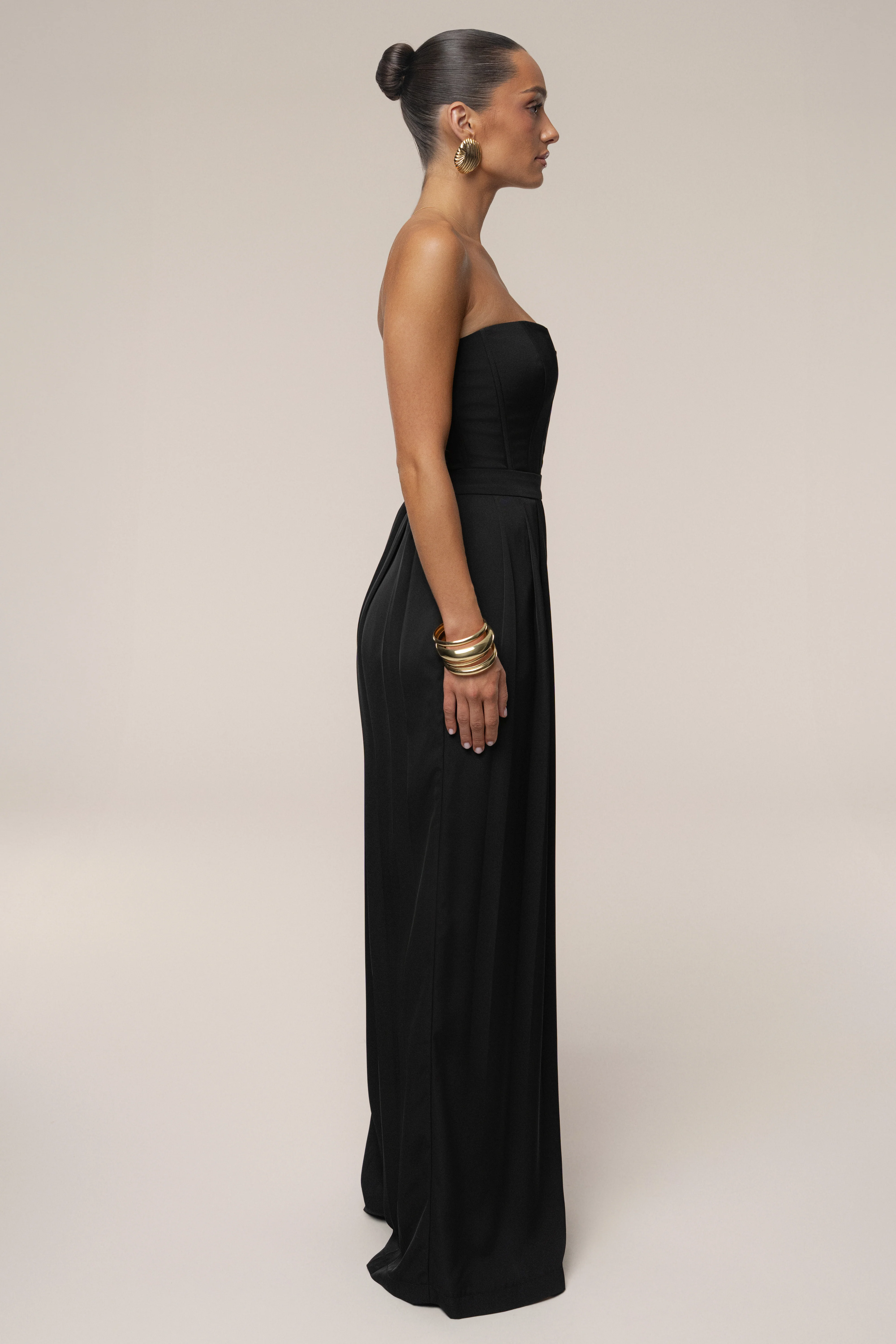 Black Clara Wide Leg Pleated Trousers - Image 10