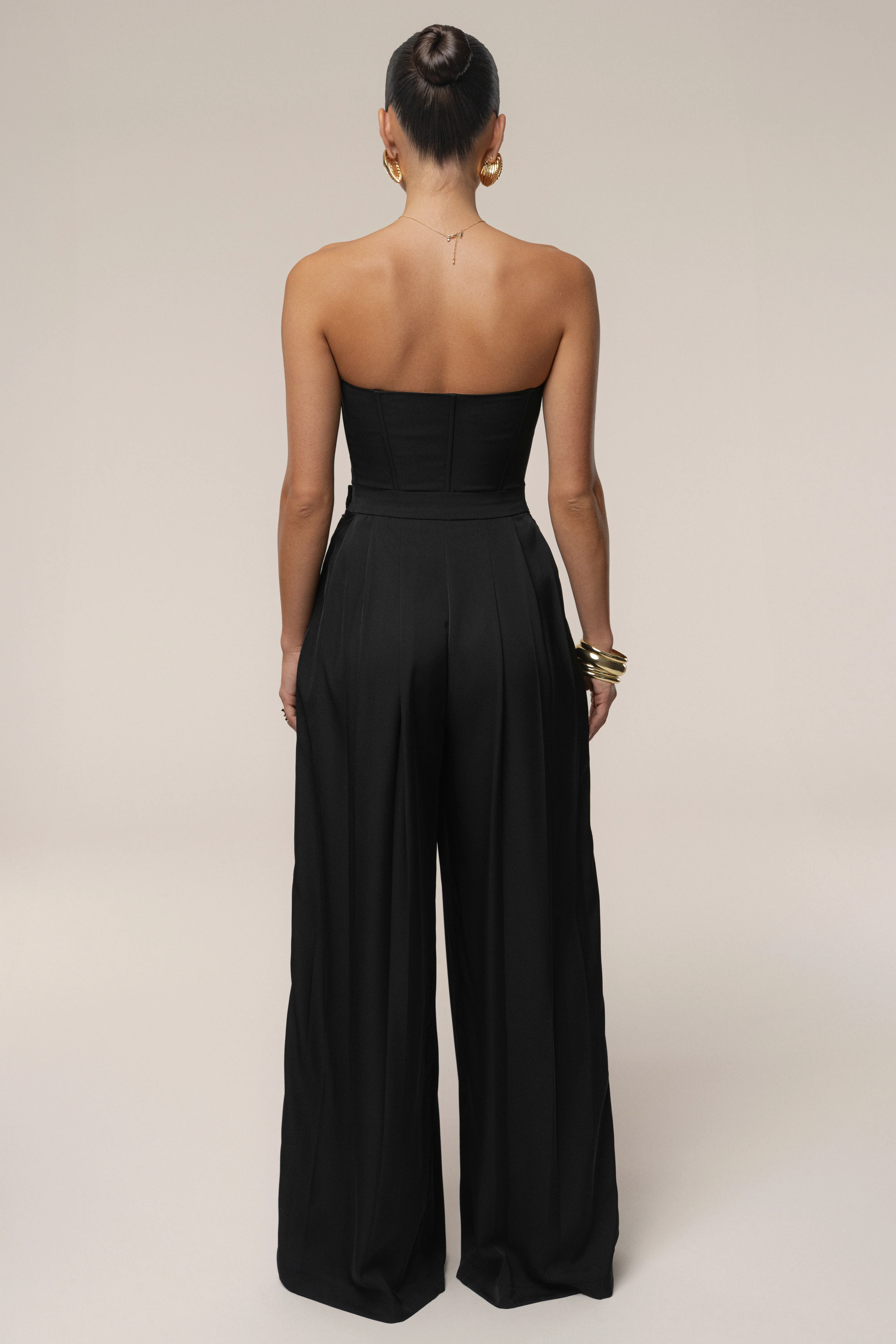 Black Clara Wide Leg Pleated Trousers - Image 12