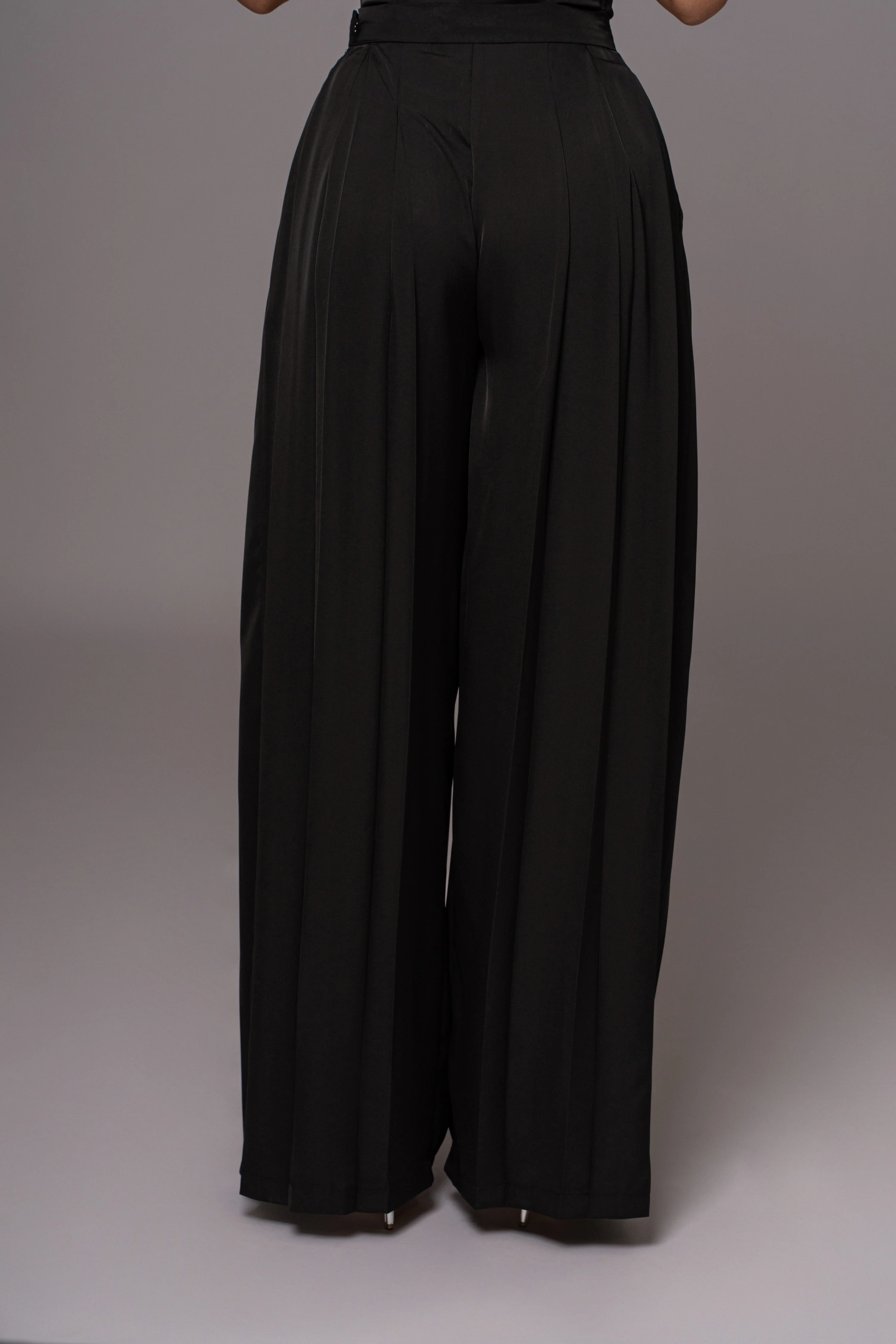 Black Clara Wide Leg Pleated Trousers - Image 13