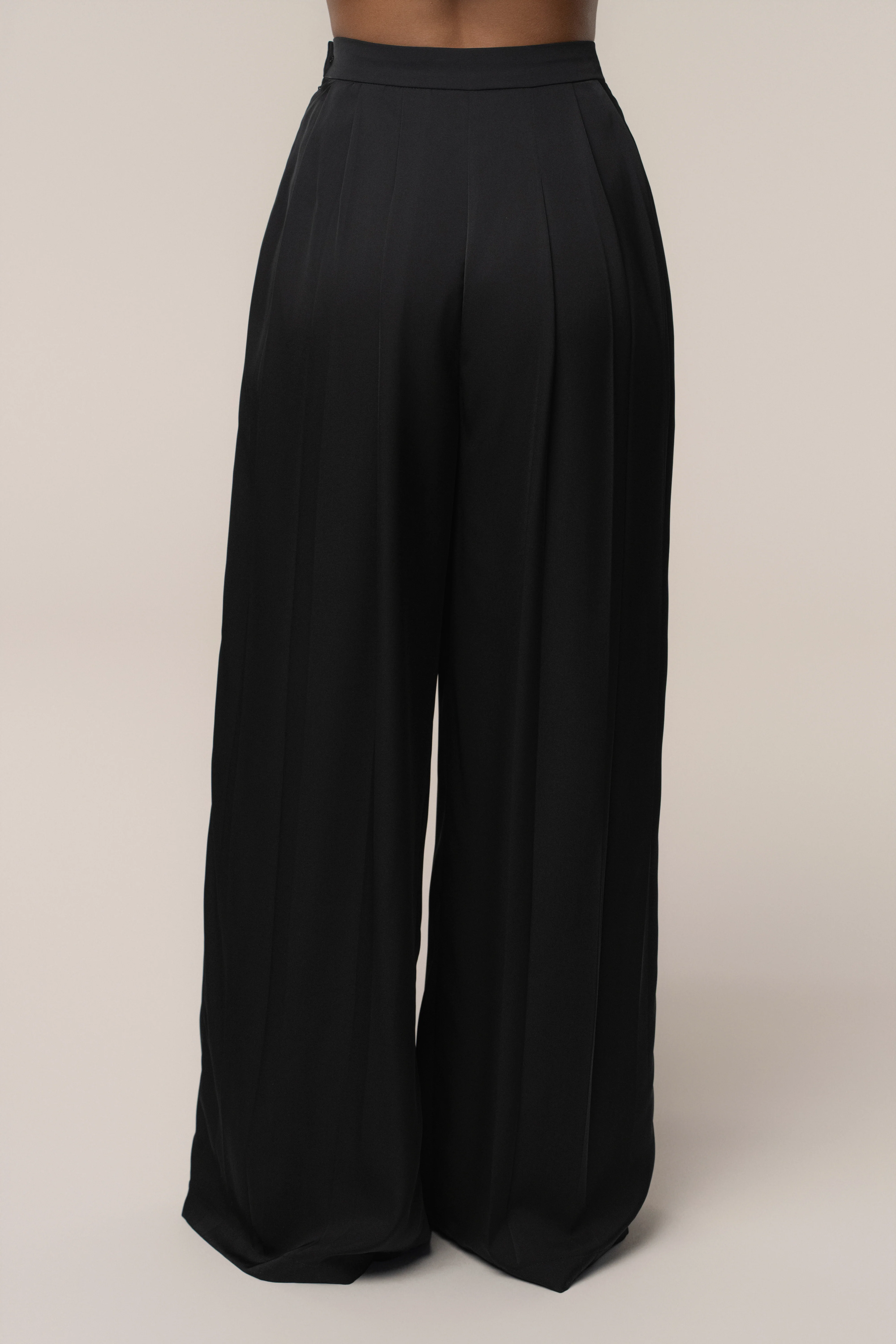 Black Clara Wide Leg Pleated Trousers - Image 14