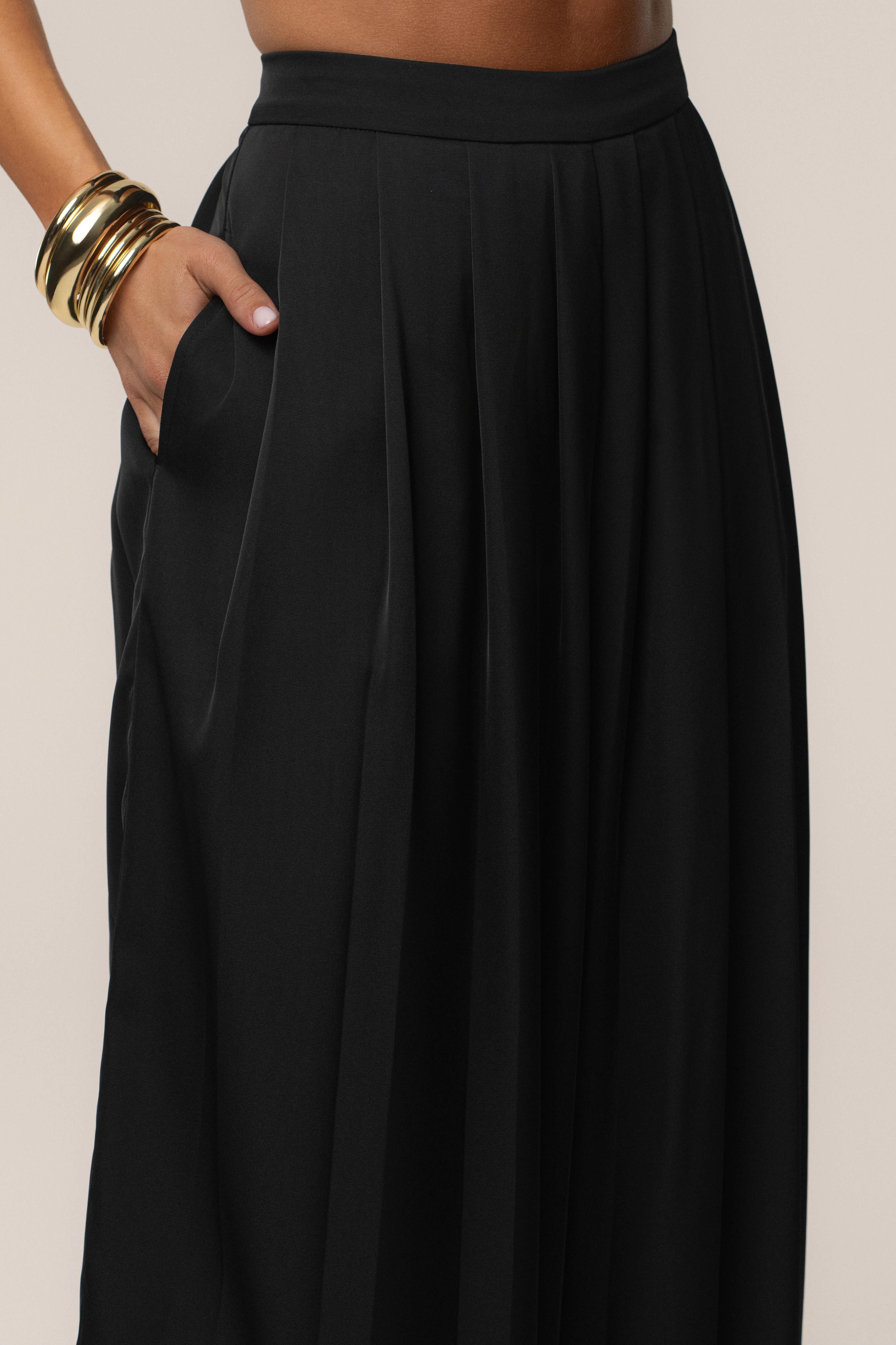 Black Clara Wide Leg Pleated Trousers - Image 8