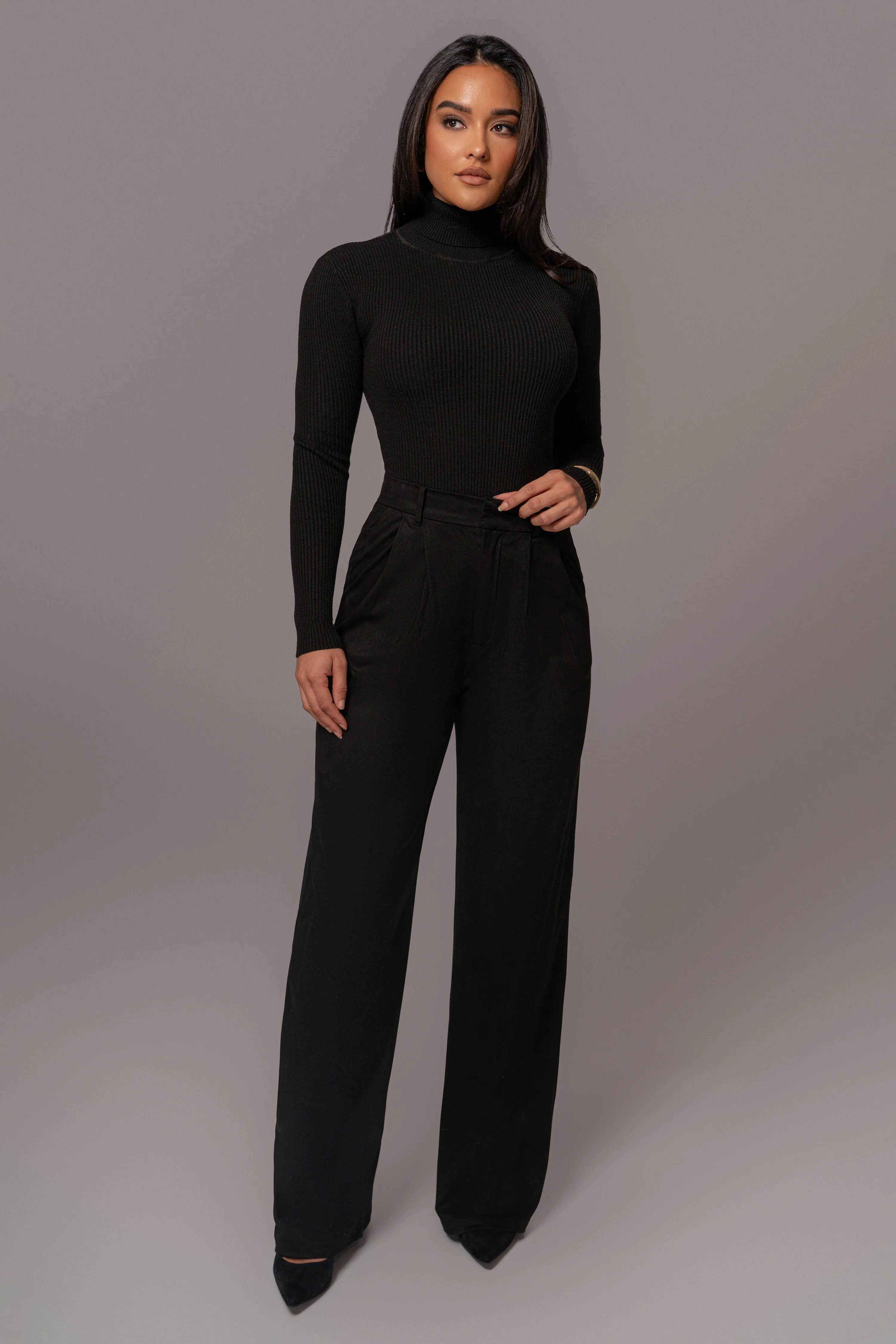 Black Classic High Rise Trousers - Image 3