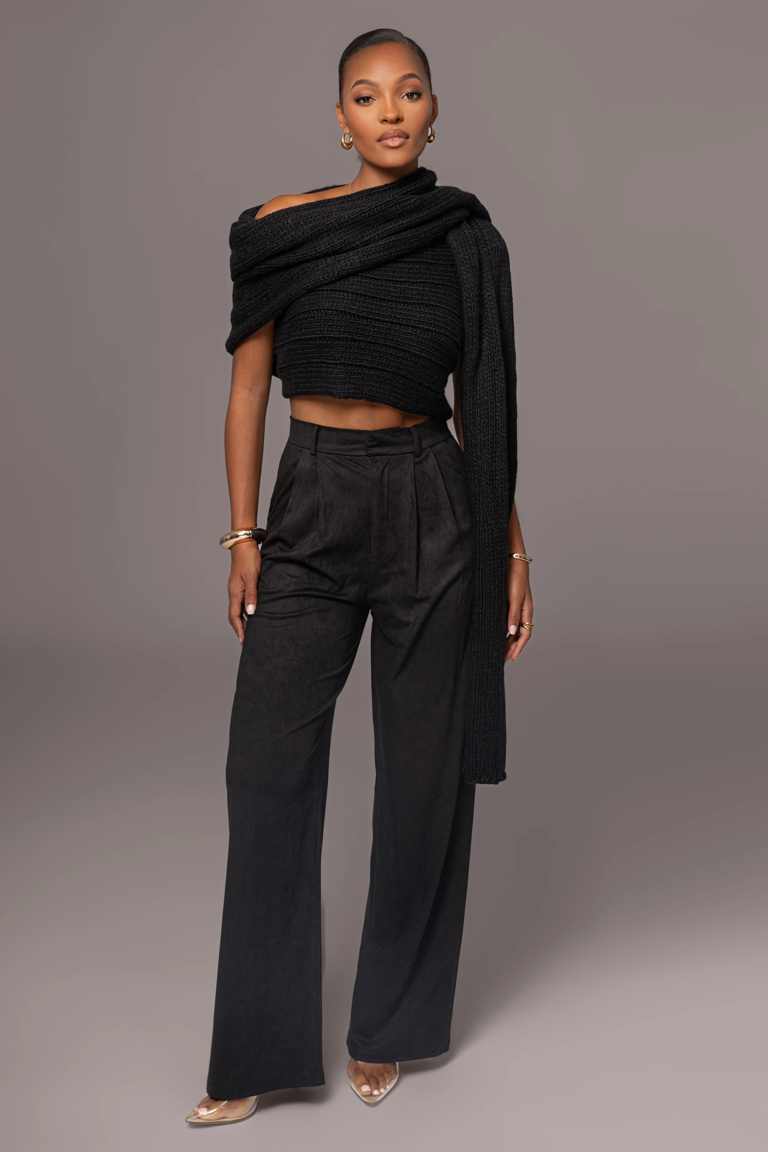Black Classic High Rise Trousers - Image 4