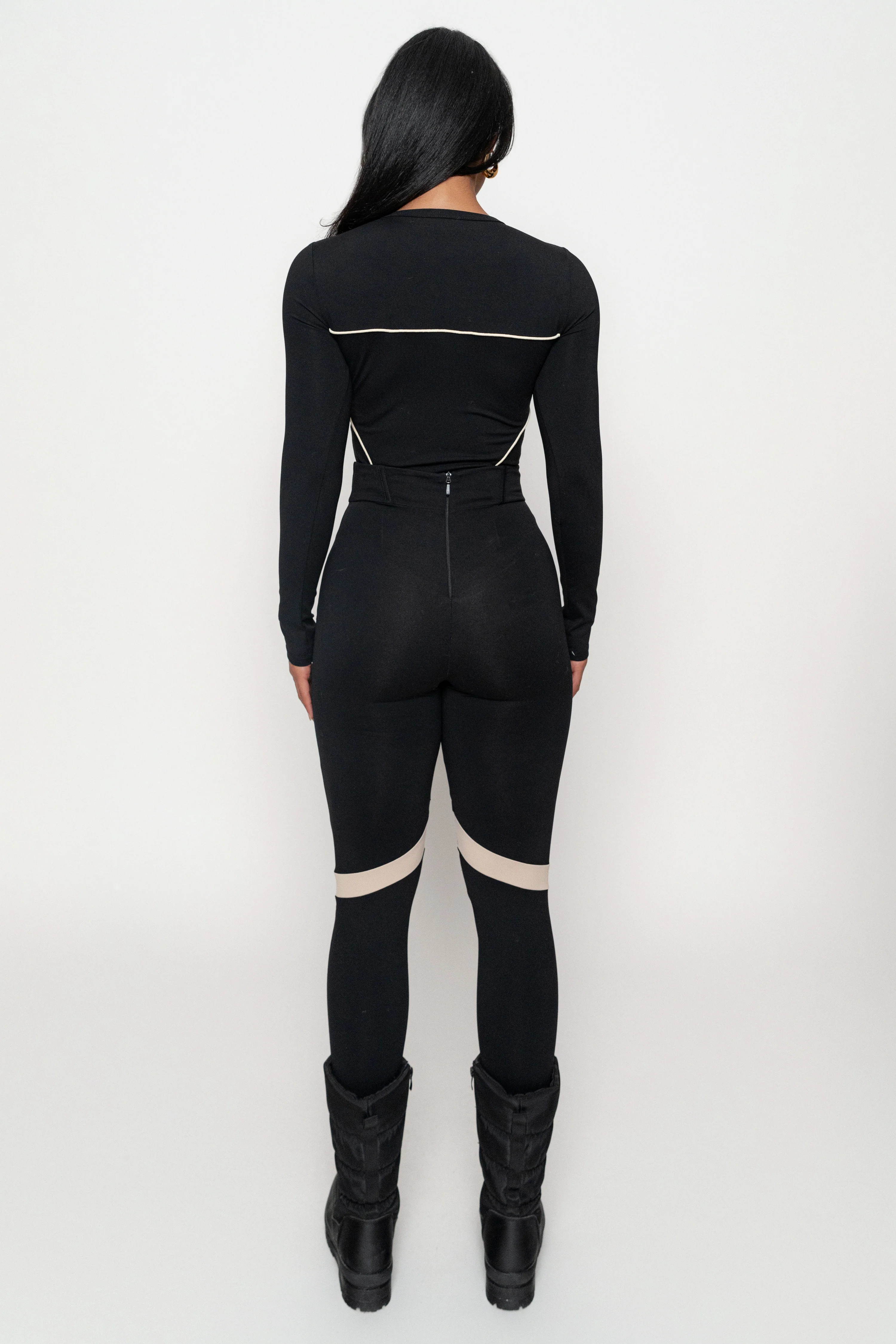 Black/Cream Pilar Piped Bodysuit - Image 12