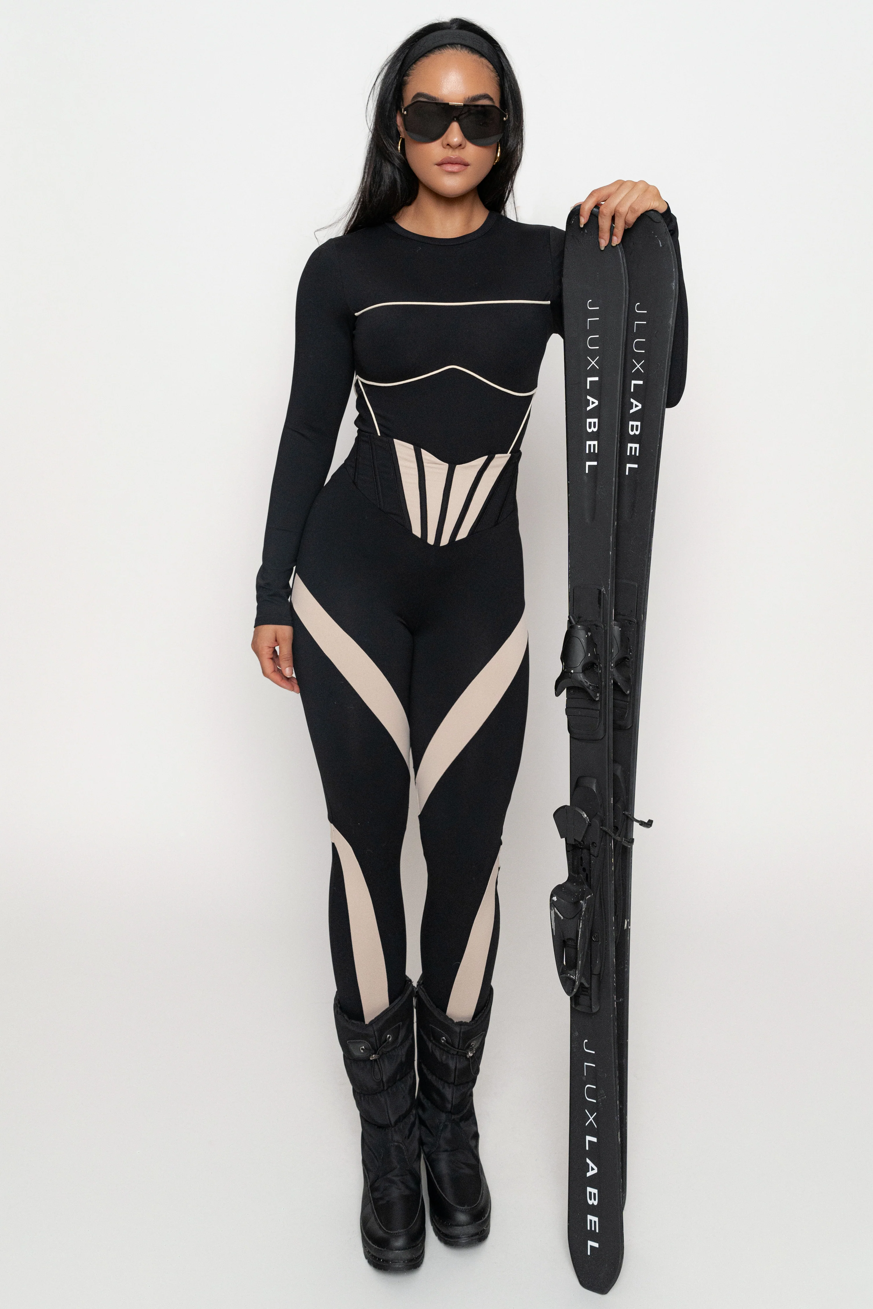 Black/Cream Pilar Piped Bodysuit - Image 3