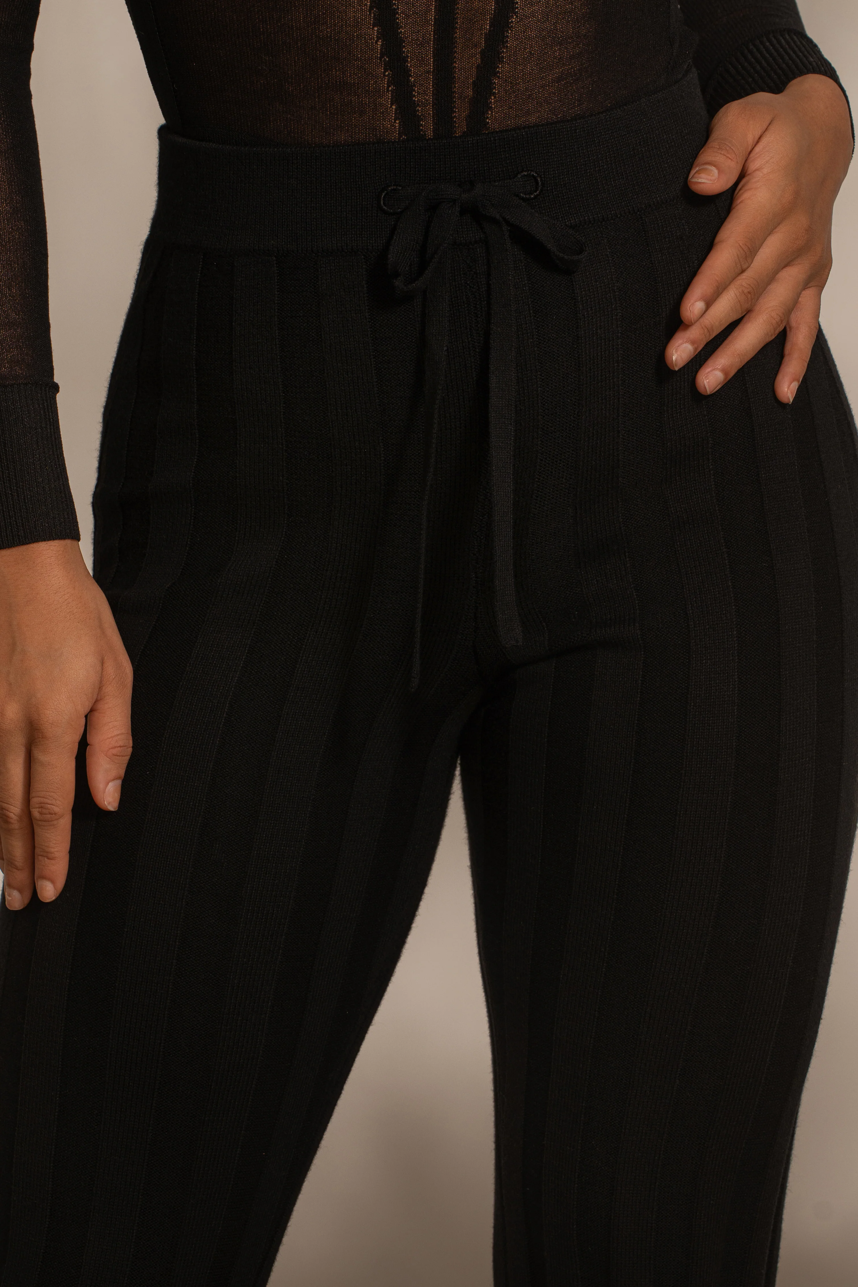 Black Darcey Ribbed Pants - Image 10