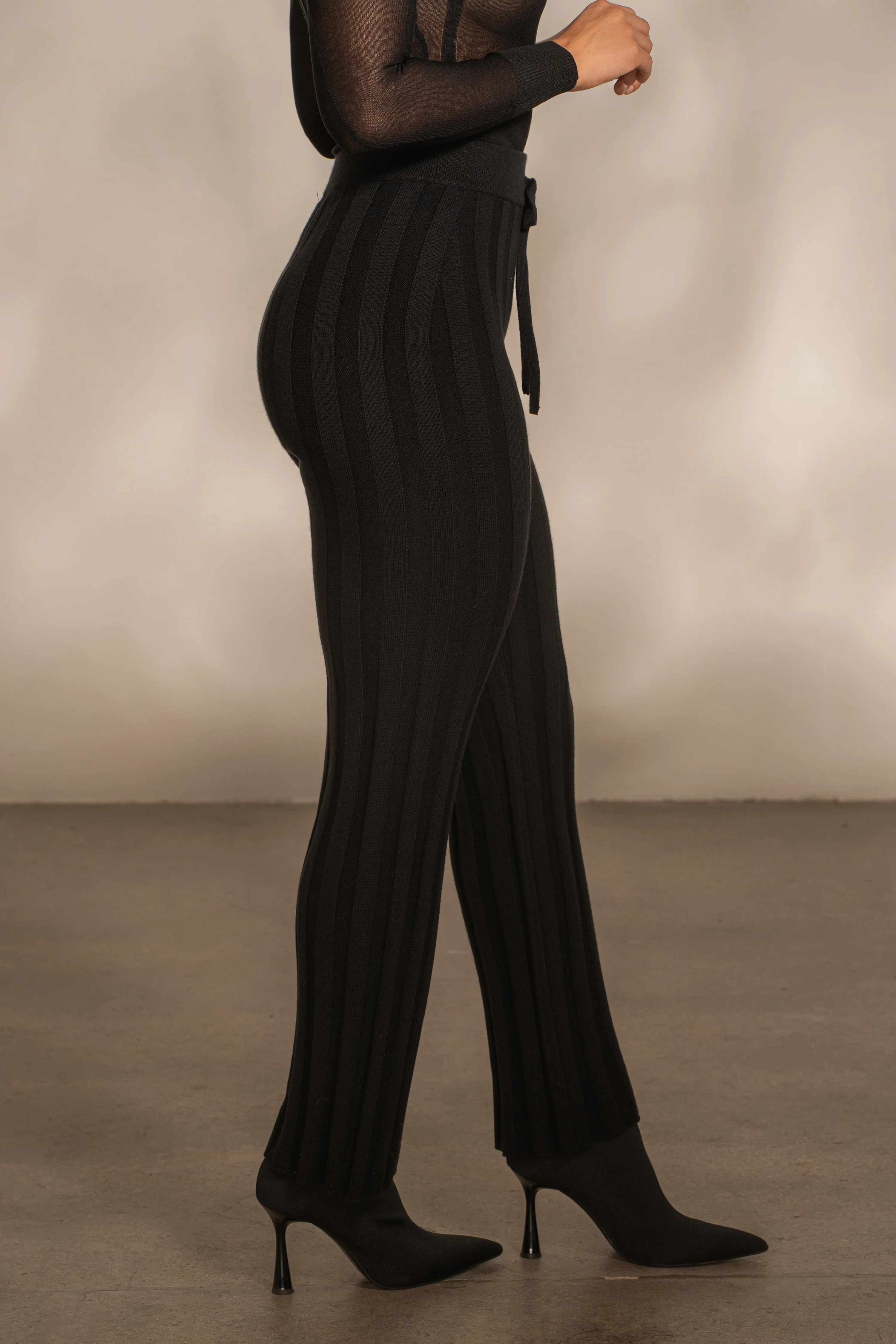 Black Darcey Ribbed Pants - Image 6