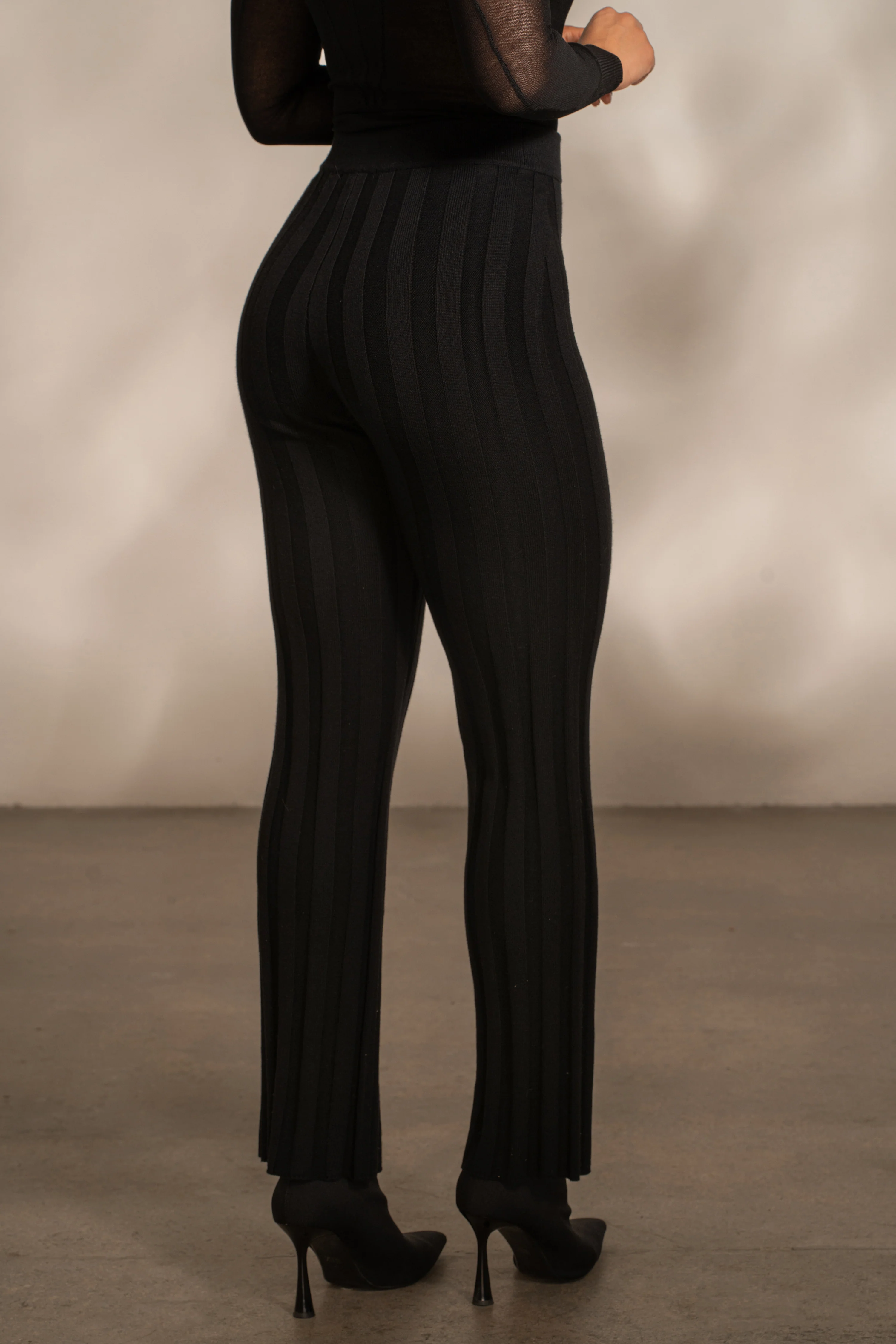 Black Darcey Ribbed Pants - Image 8