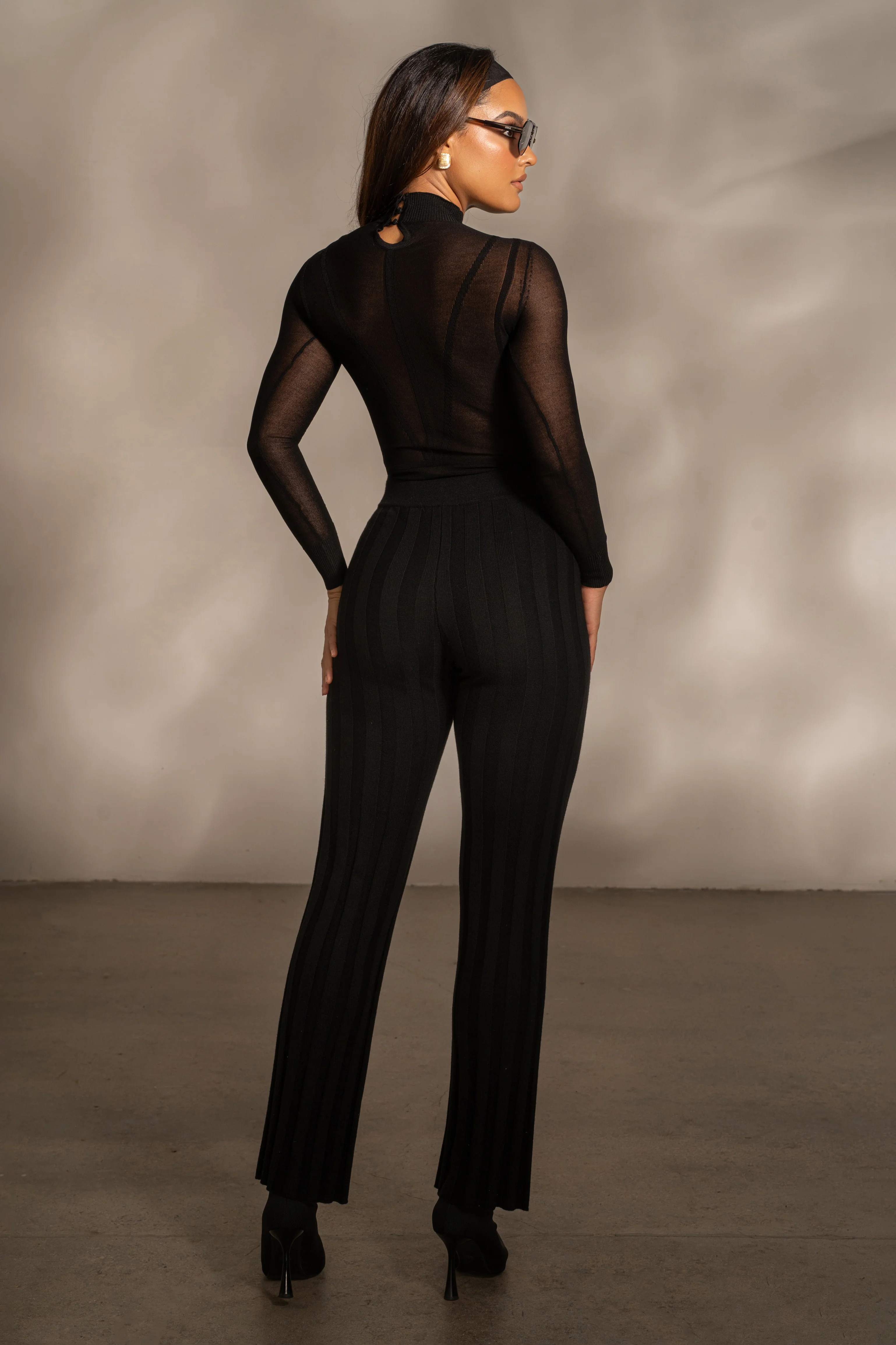 Black Darcey Ribbed Pants - Image 9