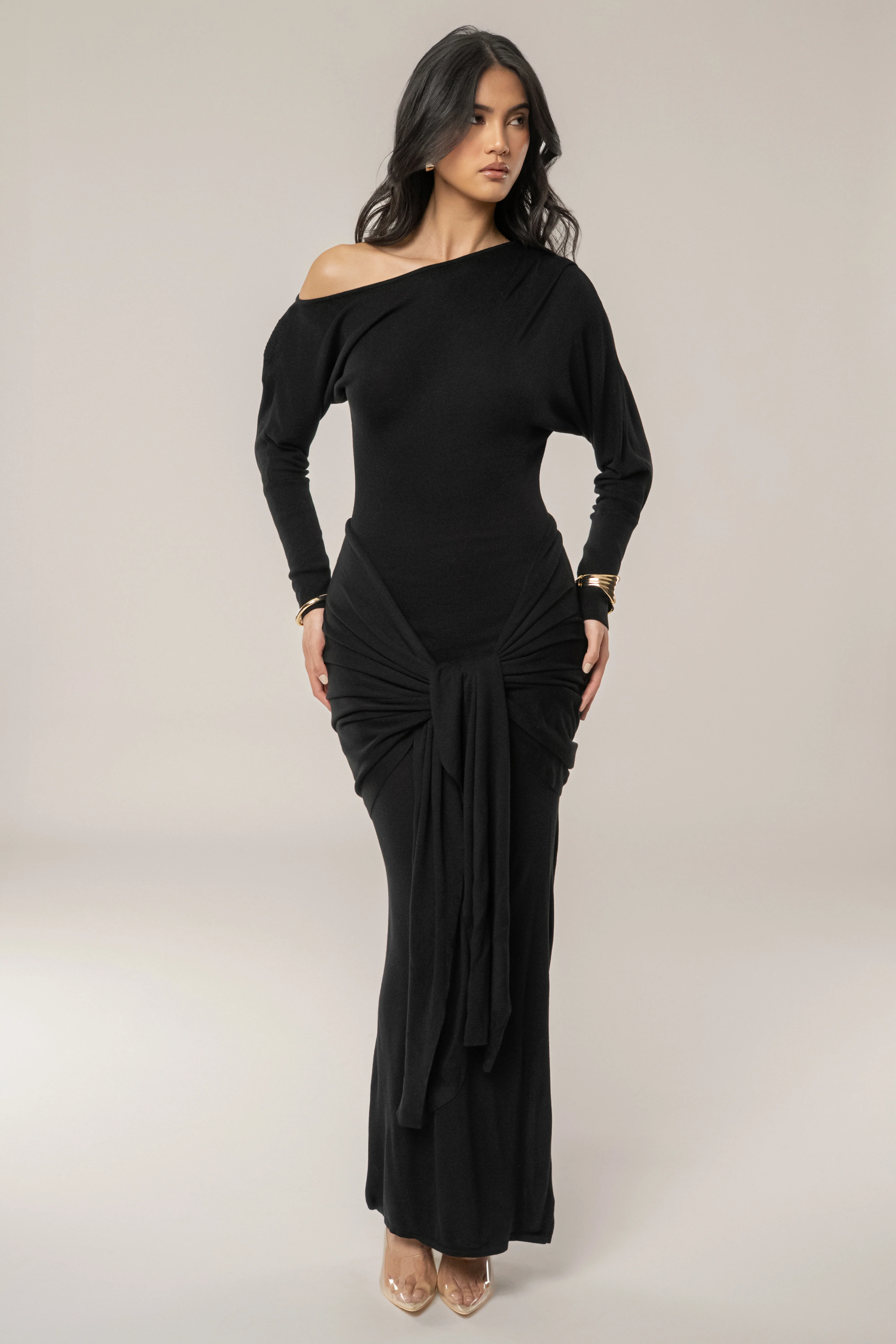 Black Dawn Drape Maxi Dress - Image 4