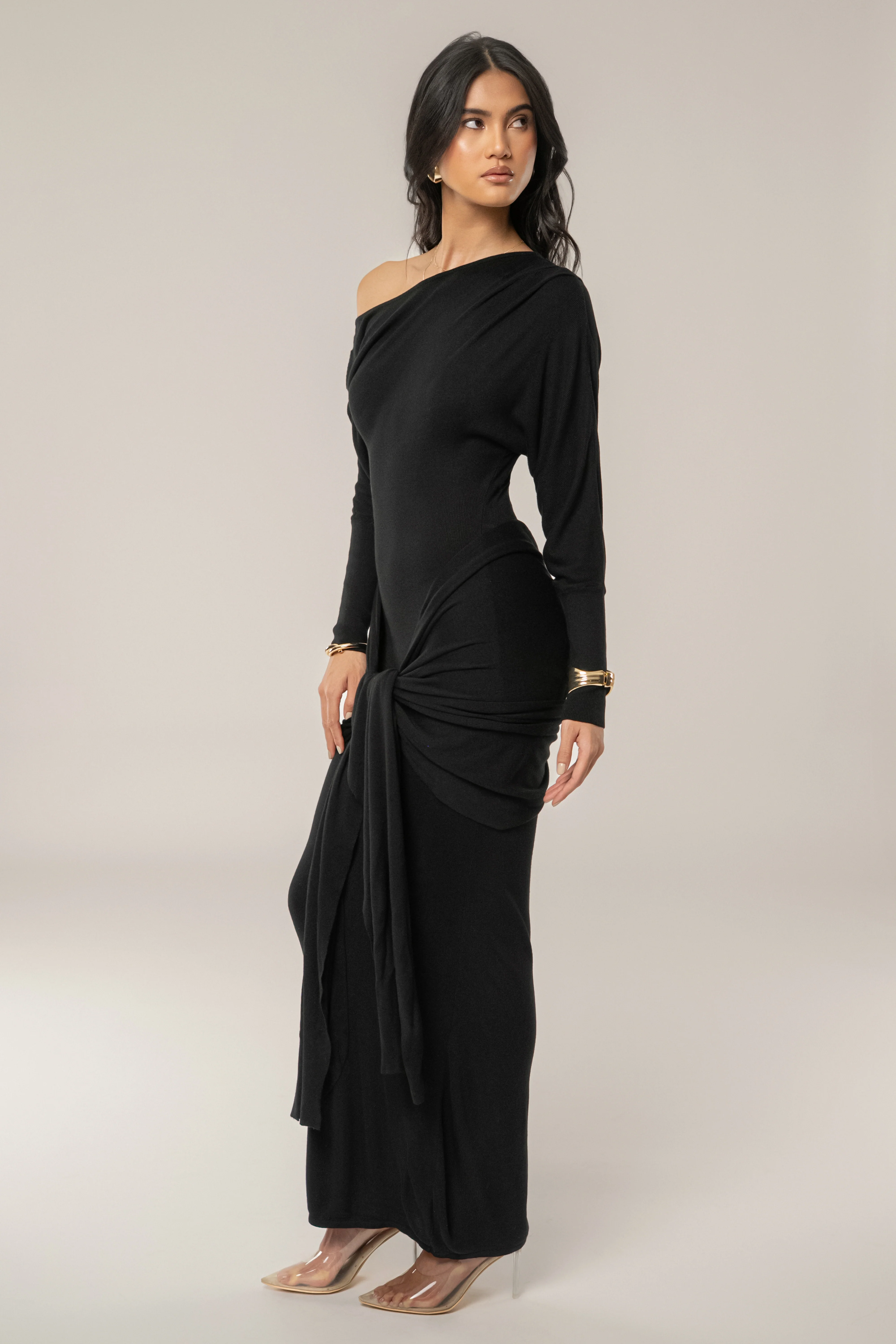 Black Dawn Drape Maxi Dress - Image 6
