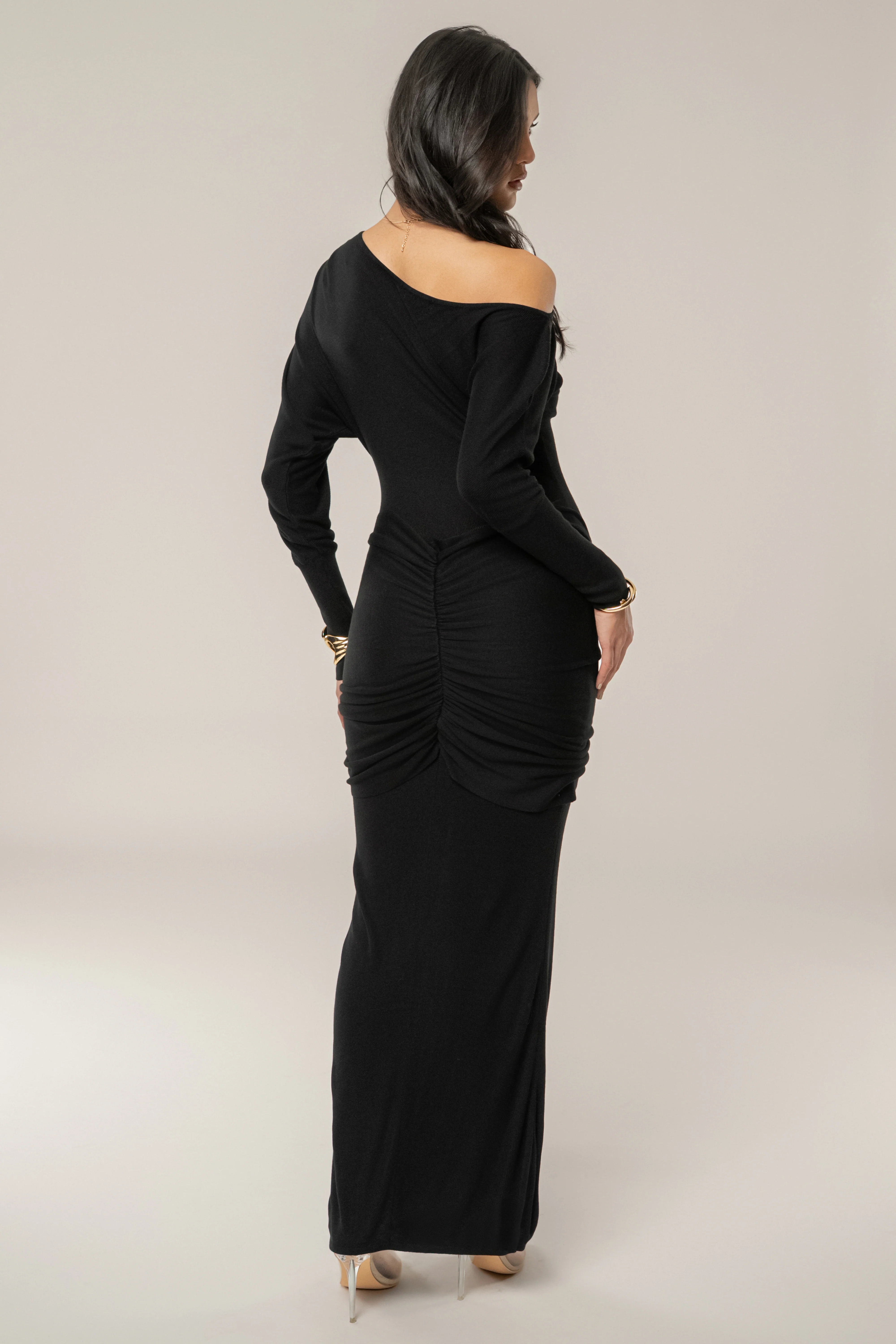 Black Dawn Drape Maxi Dress - Image 7