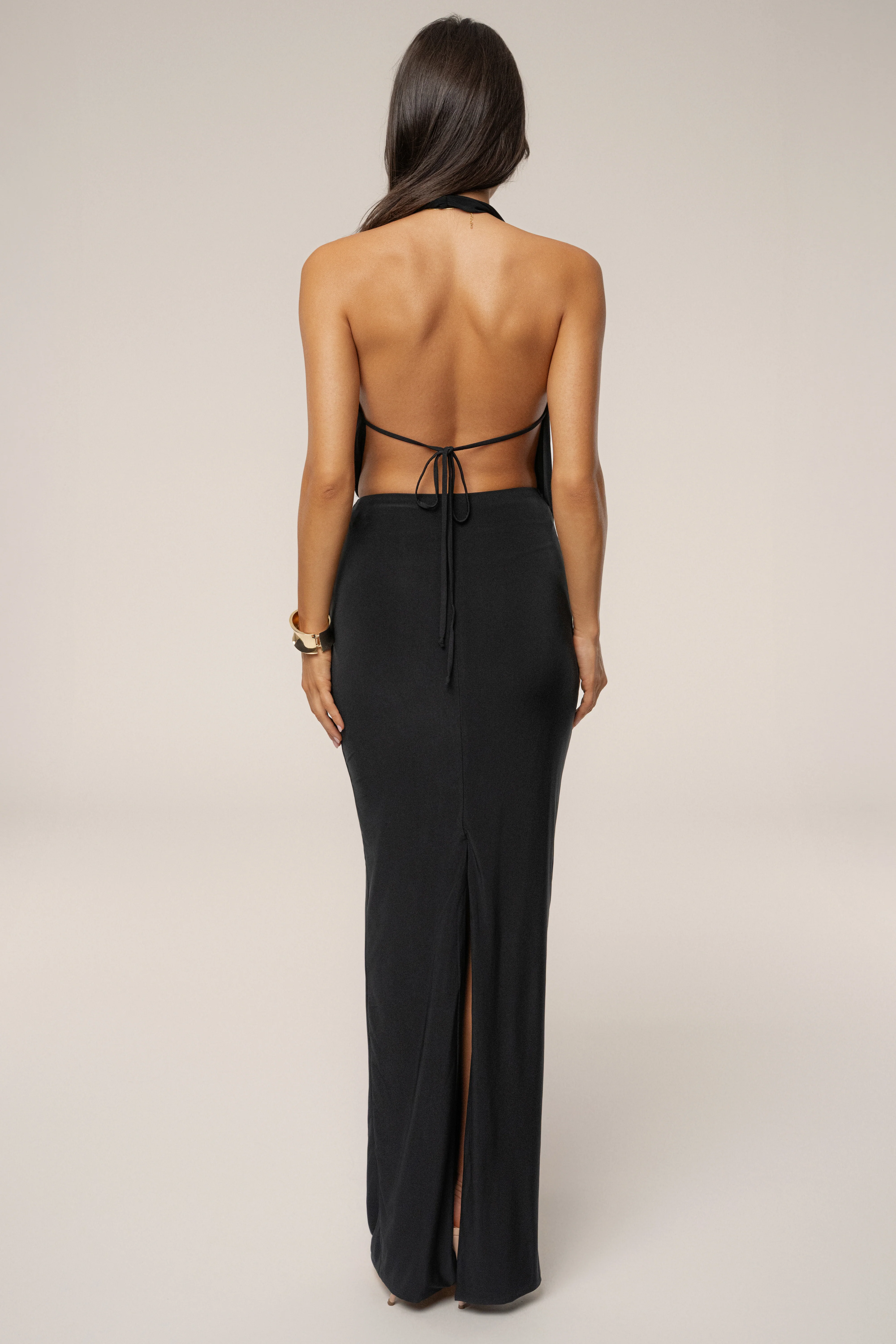 Black Dawn Draped Maxi Dress - Image 2
