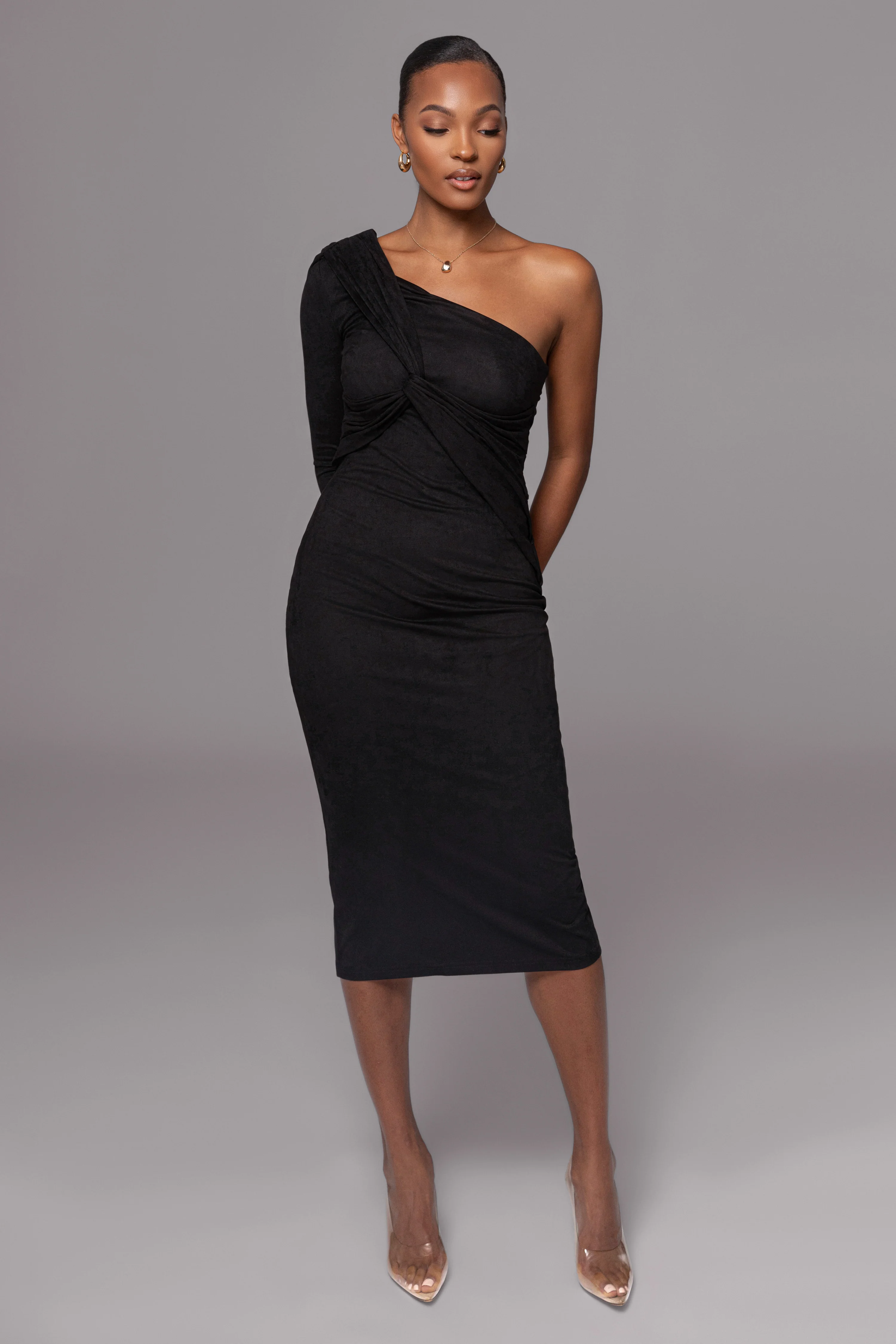 Black Dayanna Suede Midi Dress - Image 2
