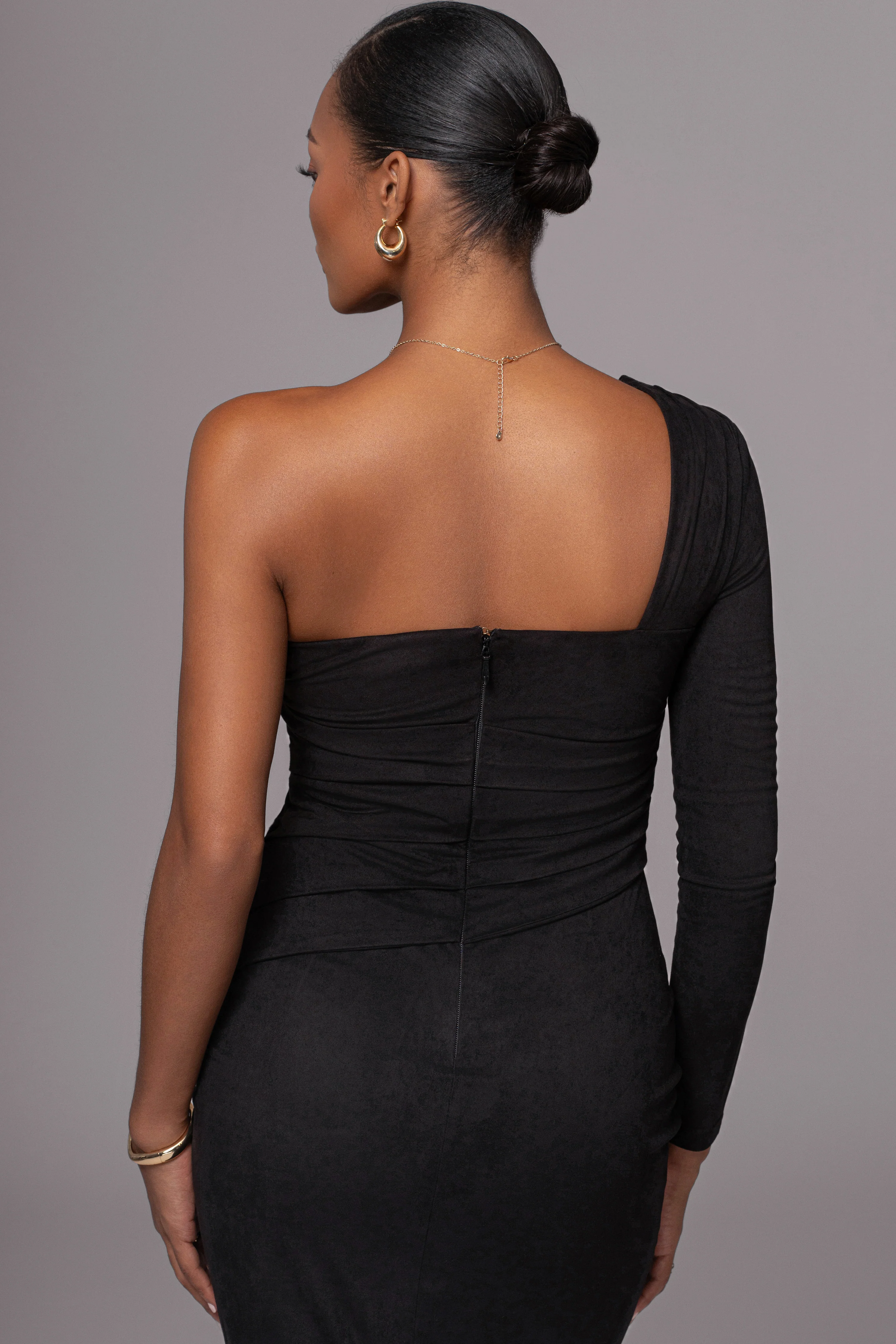 Black Dayanna Suede Midi Dress - Image 5