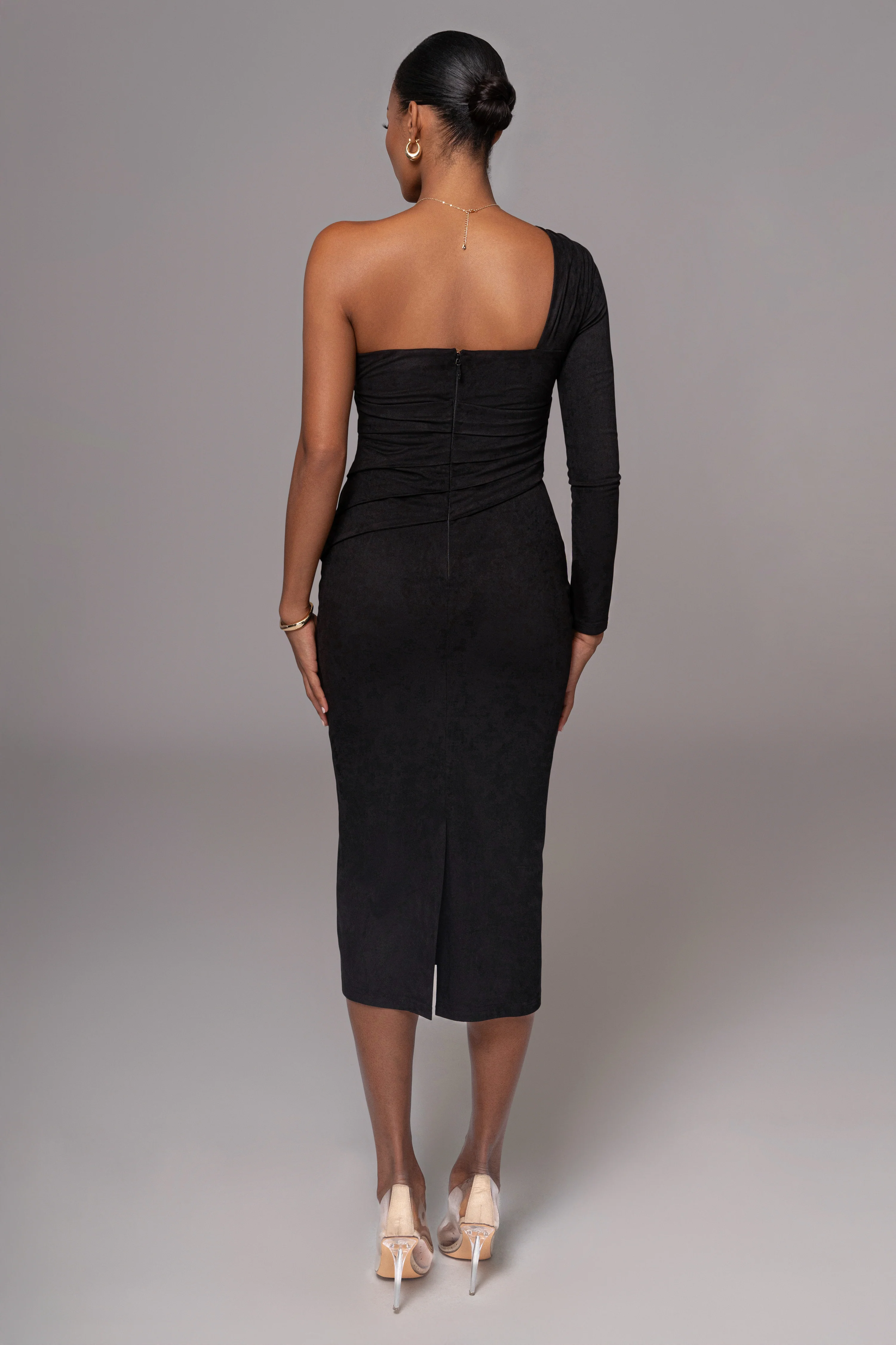 Black Dayanna Suede Midi Dress - Image 6