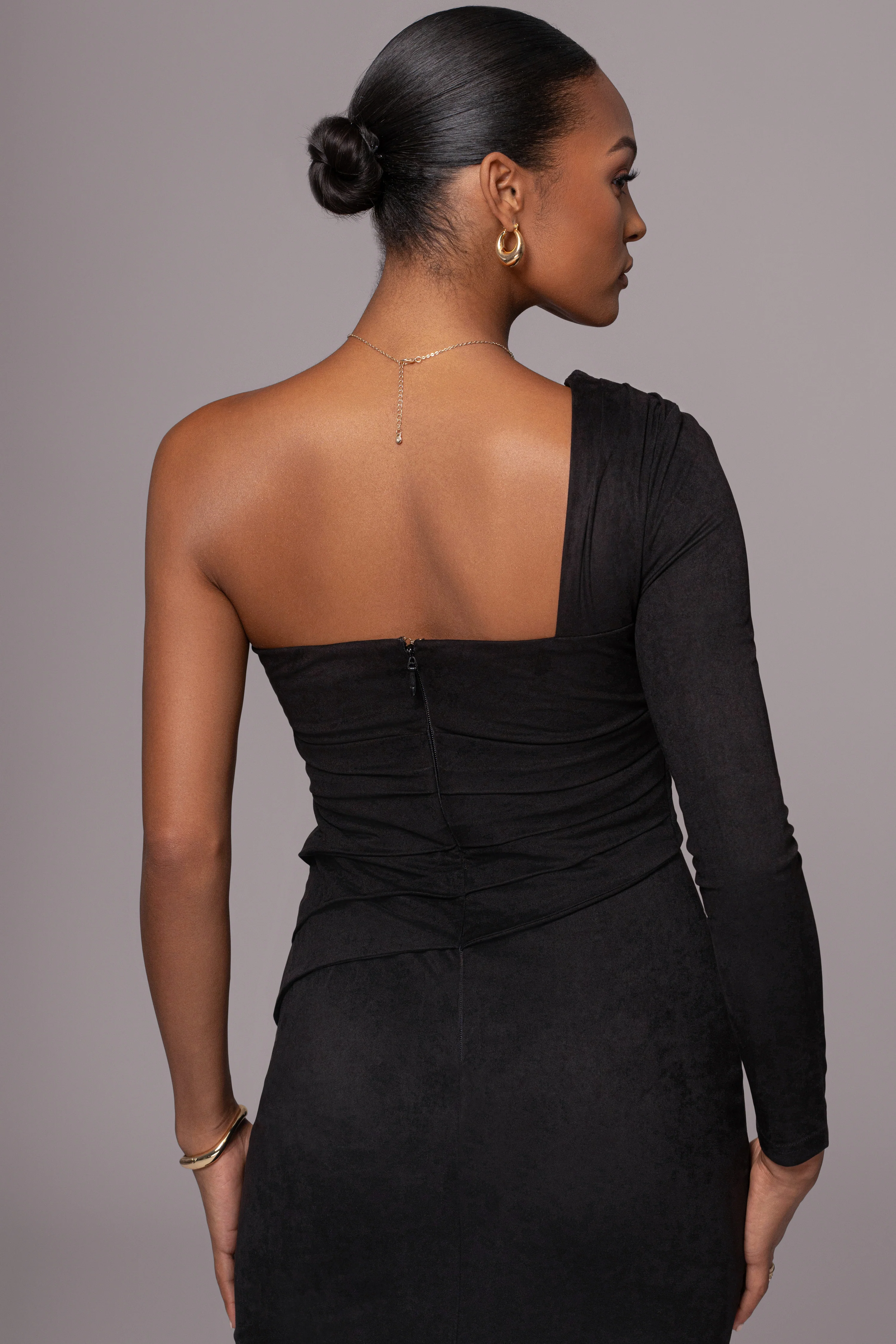 Black Dayanna Suede Midi Dress - Image 7