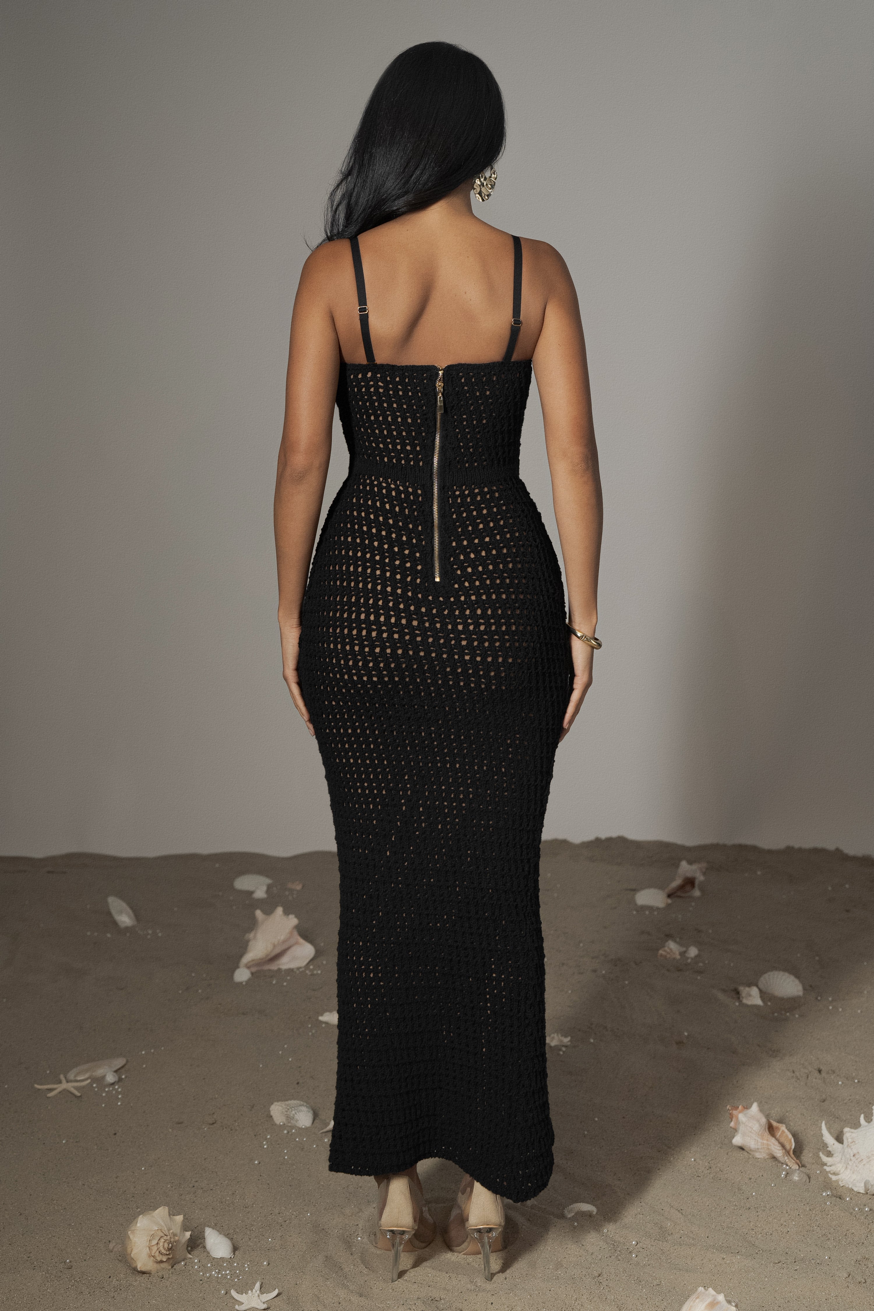 Black Deep Sea Crochet Maxi Dress - Image 10