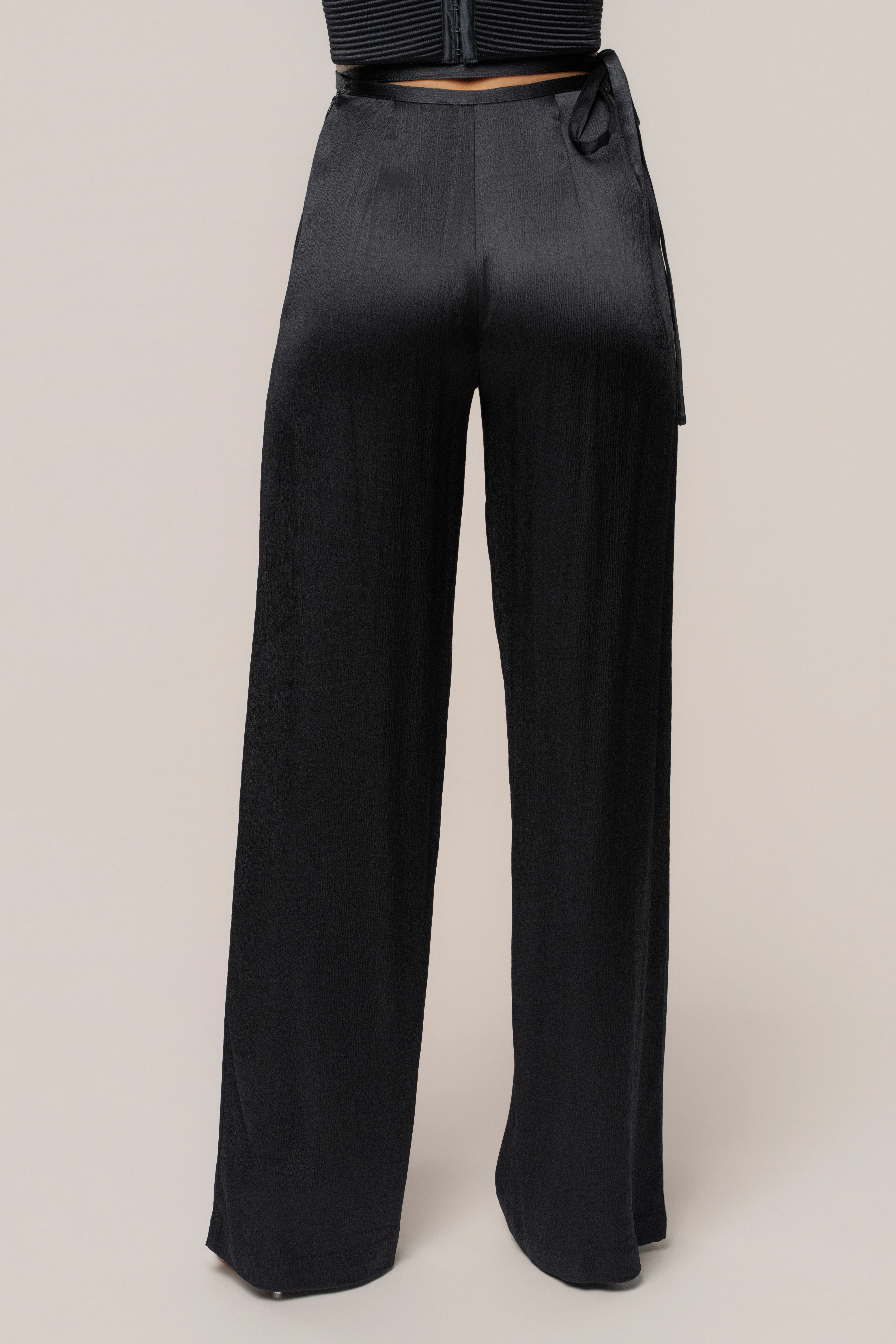 Black Deserae Satin Pants - Image 8