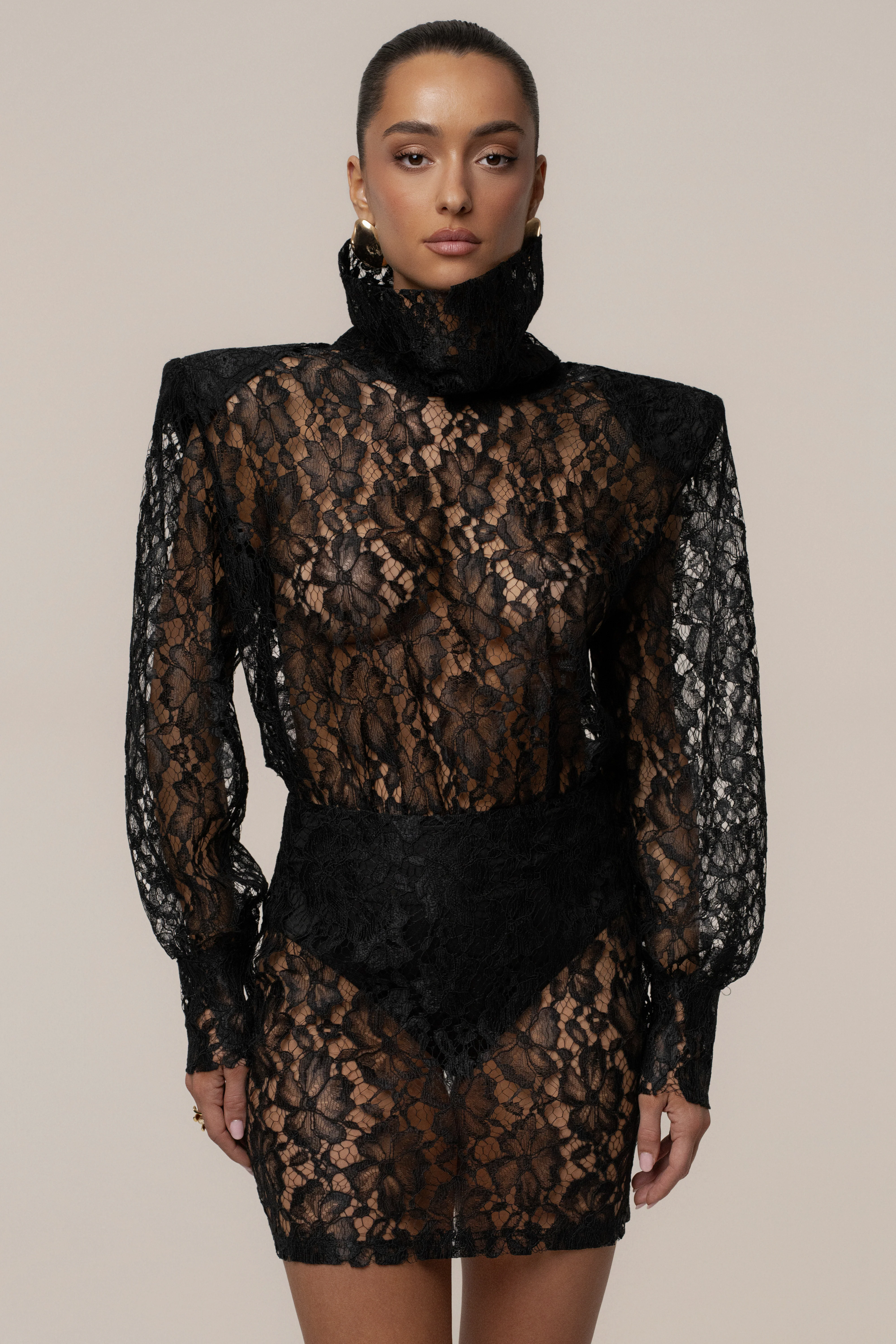 Black Devotion Lace Bodysuit & Skirt Set - Image 7
