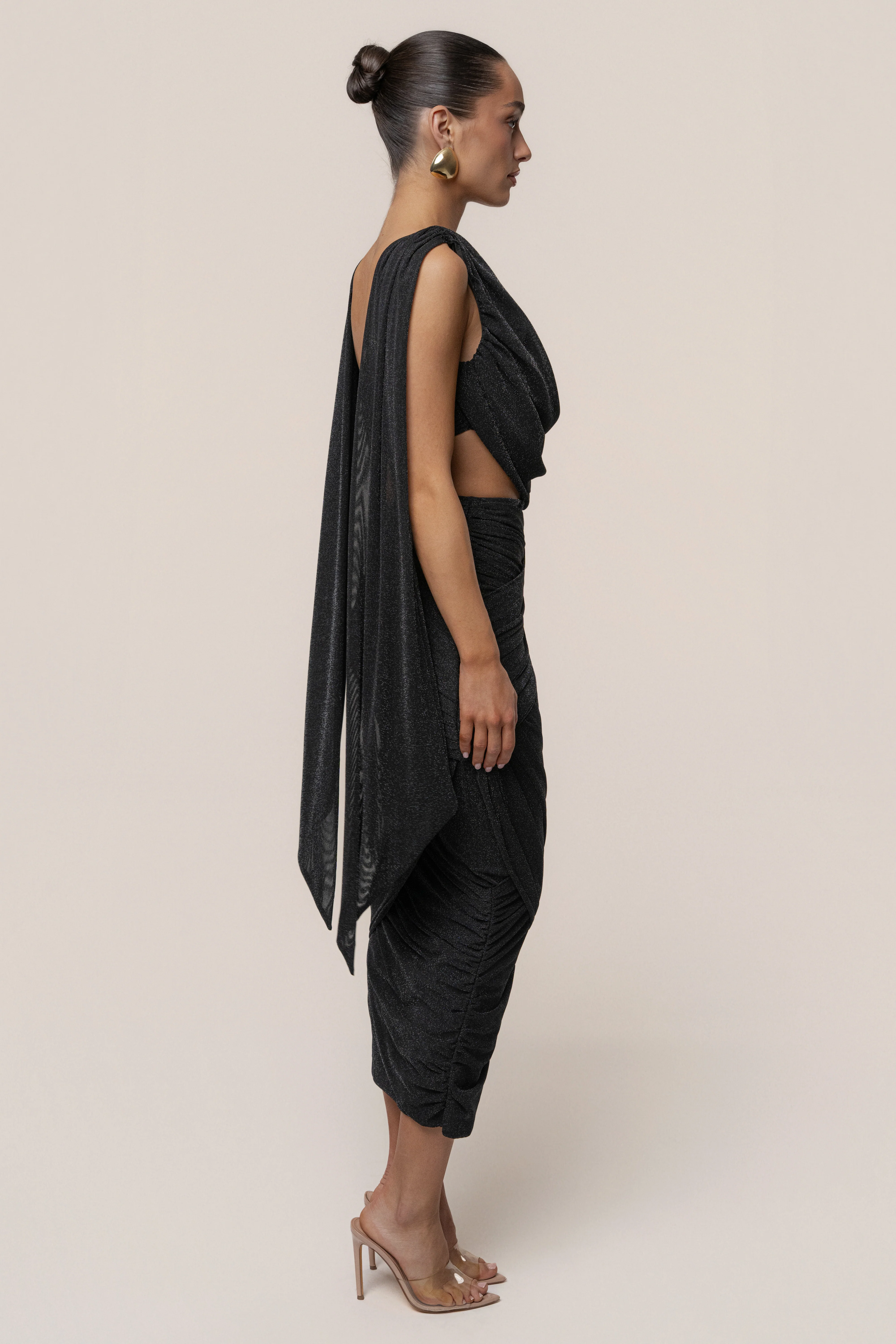 Black Divine Drape Skirt Set - Image 10