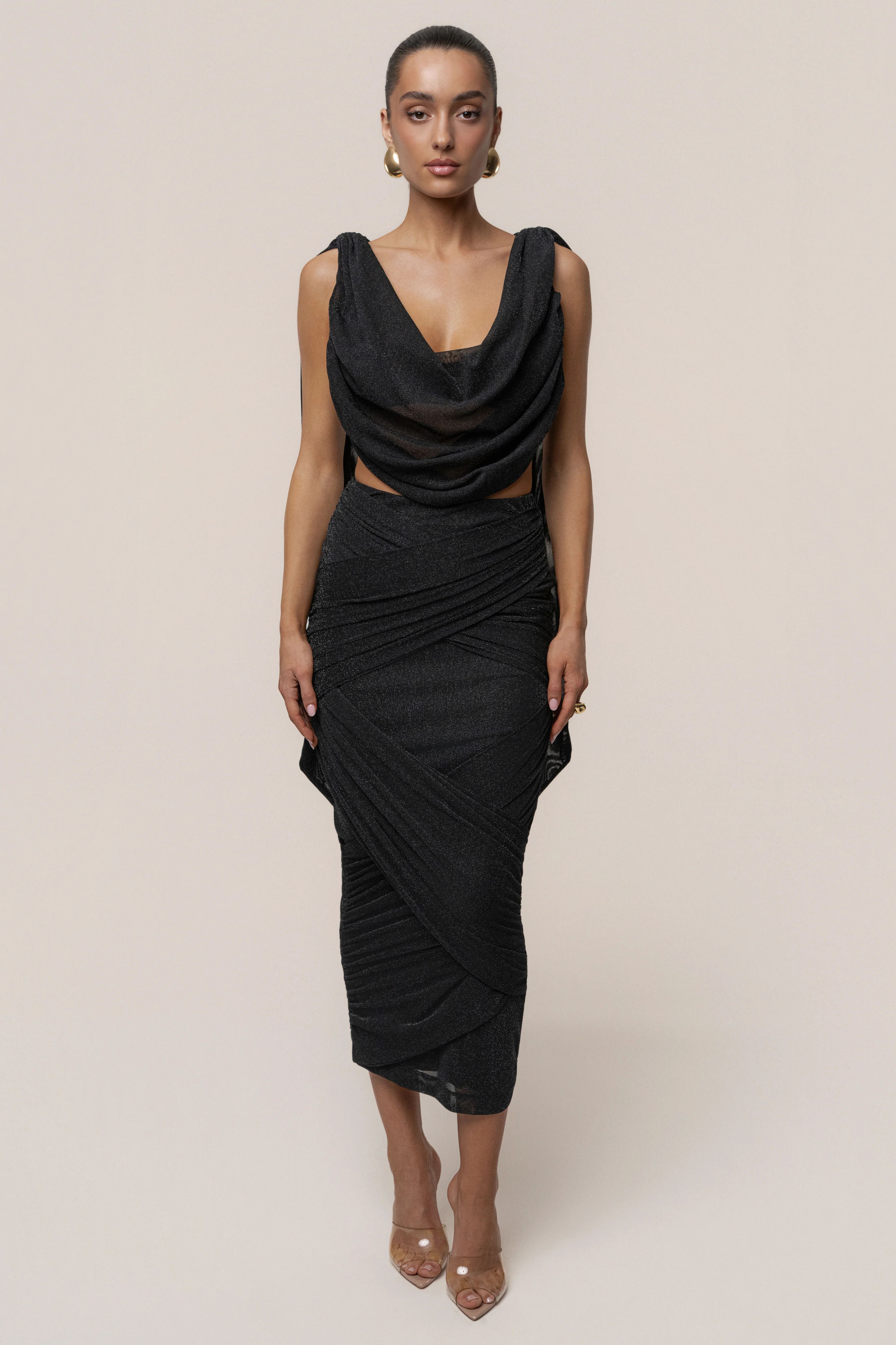Black Divine Drape Skirt Set - Image 5