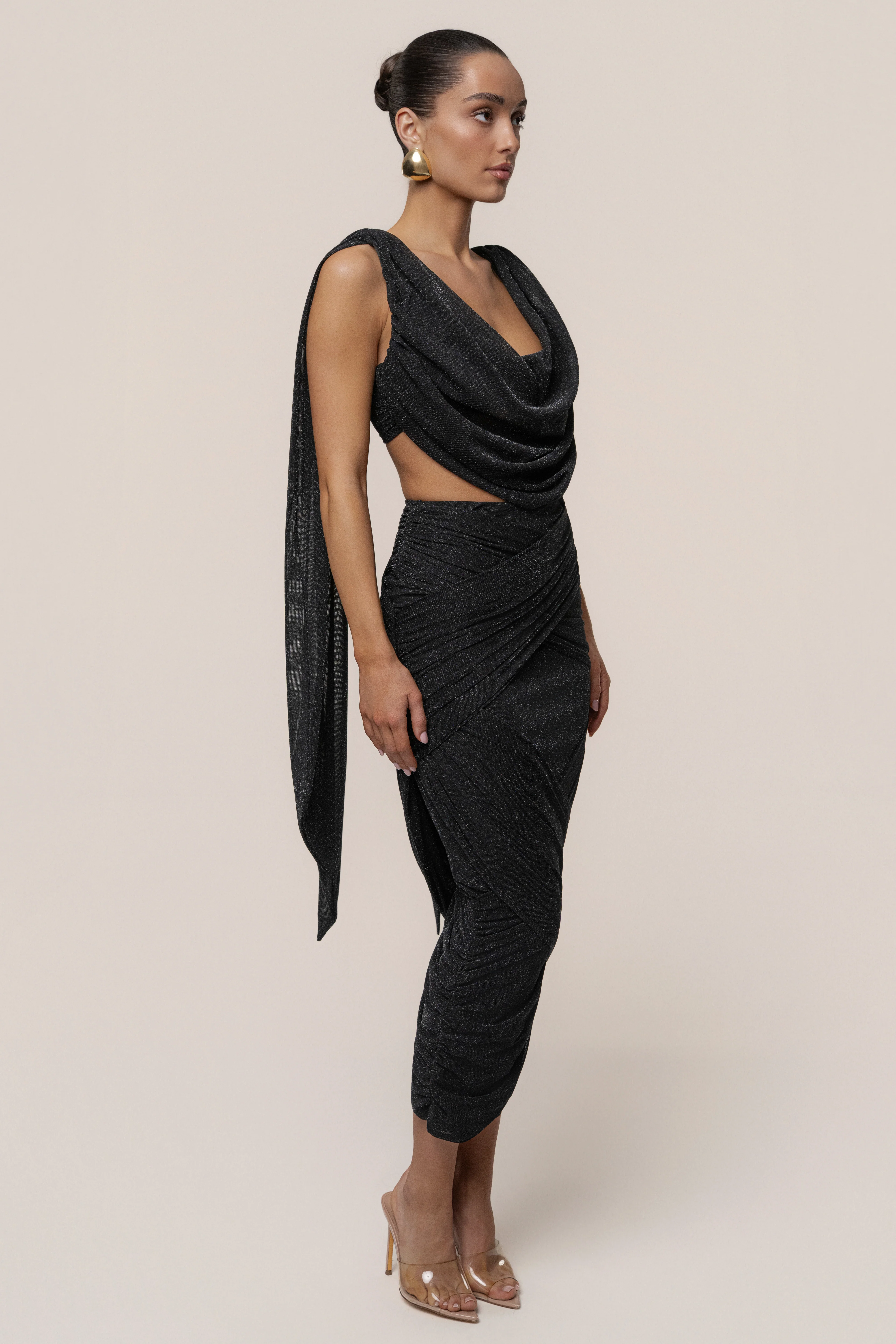Black Divine Drape Skirt Set - Image 7