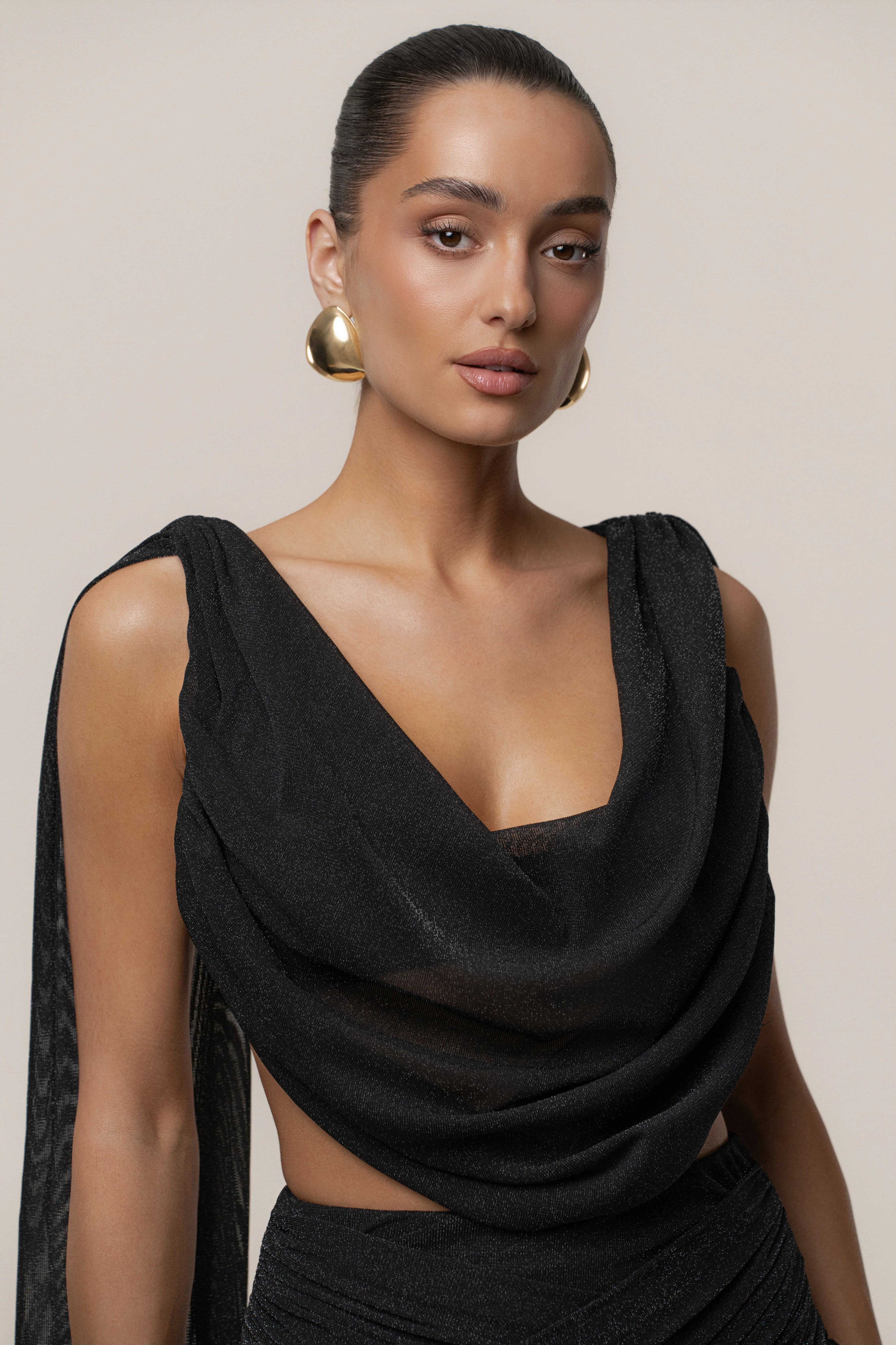 Black Divine Drape Skirt Set - Image 8