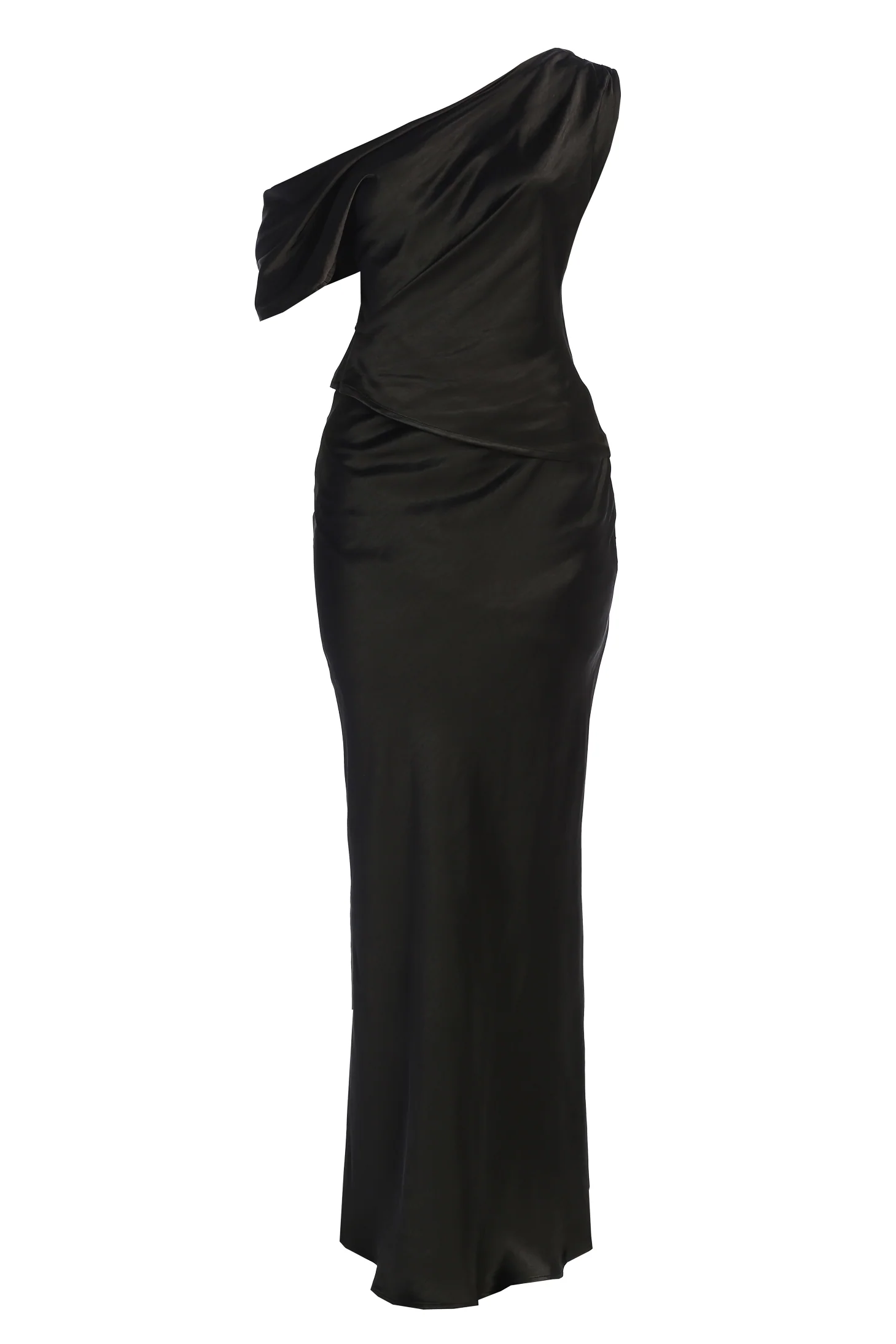 Black Elva Satin Maxi Skirt - Image 2