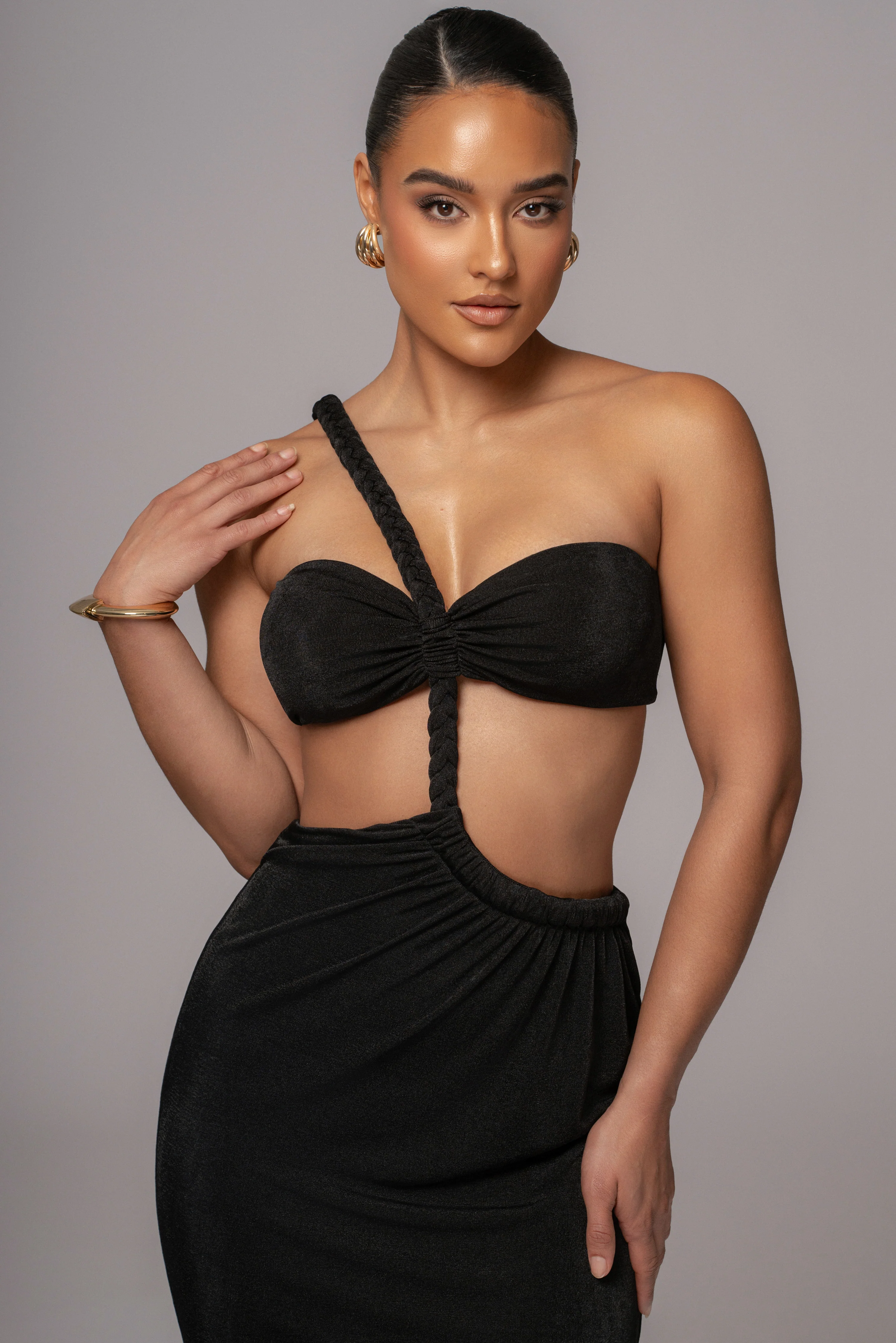 Black Ema One Shoulder Maxi Dress - Image 2
