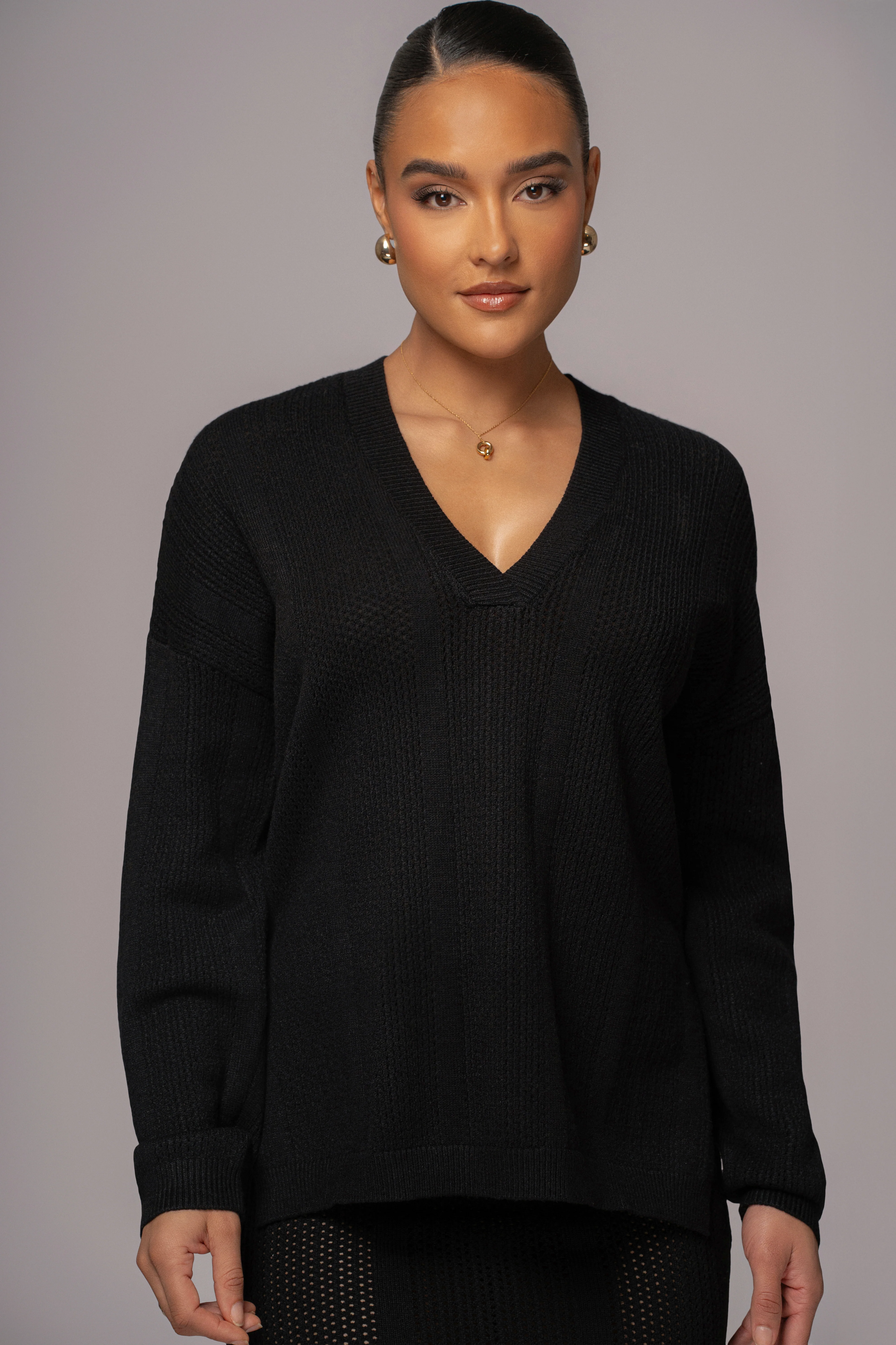 Black Estela Sweater Knit Top - Image 2