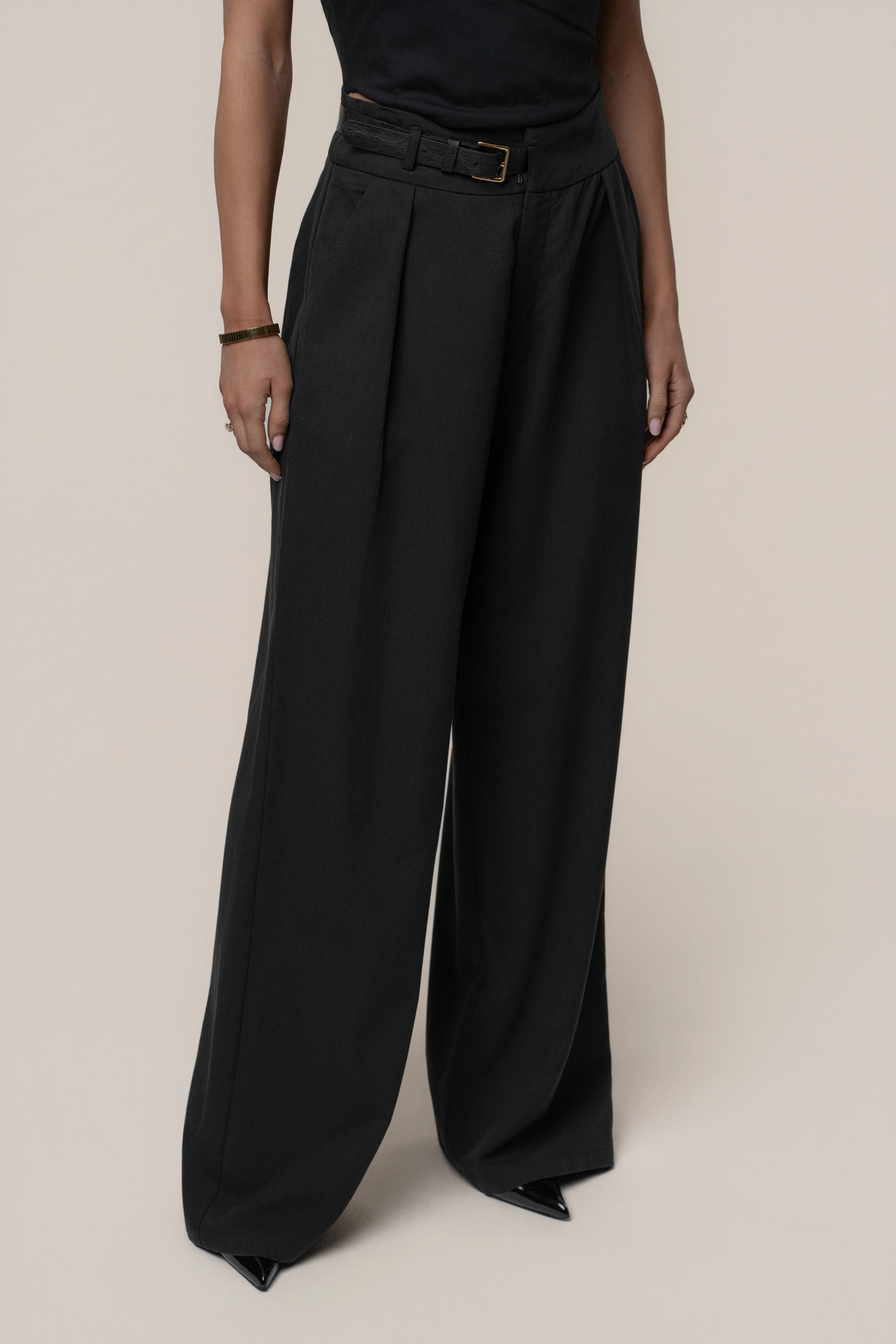 Black Everywhere Belted Trousers - Image 3
