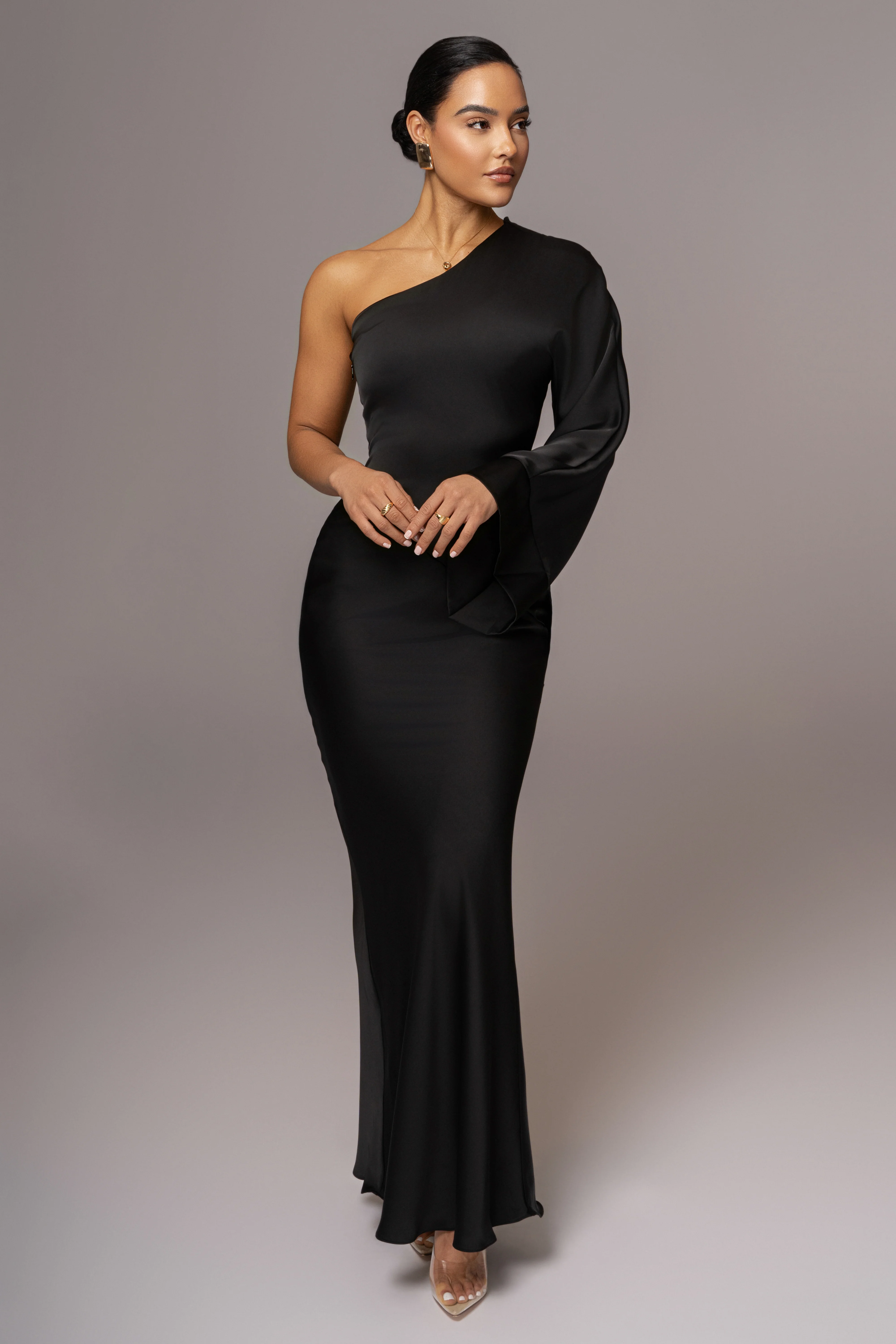 Black Femme Drape Maxi Dress - Image 3